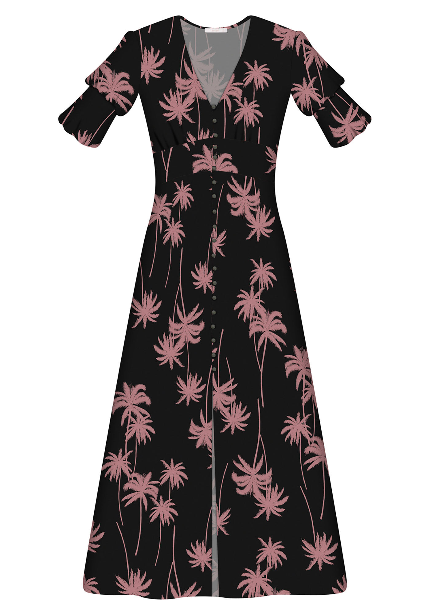 Vestido M&iacute;di Bot&otilde;es Fenda Estampa, , large.