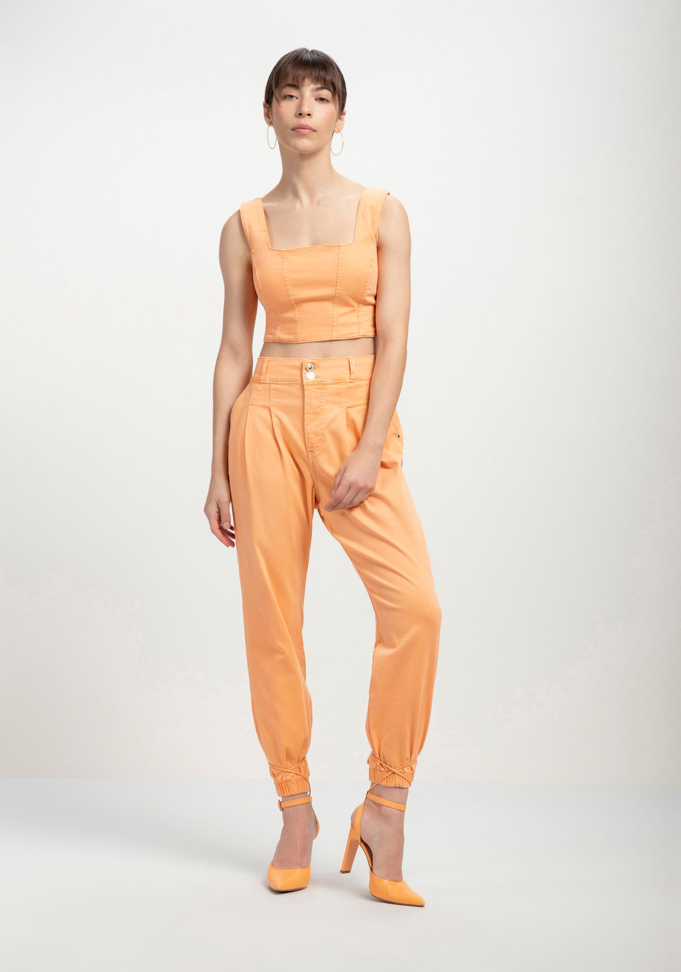 Blusa Sarja Cropped Corset com Decote Quadrado, , large.