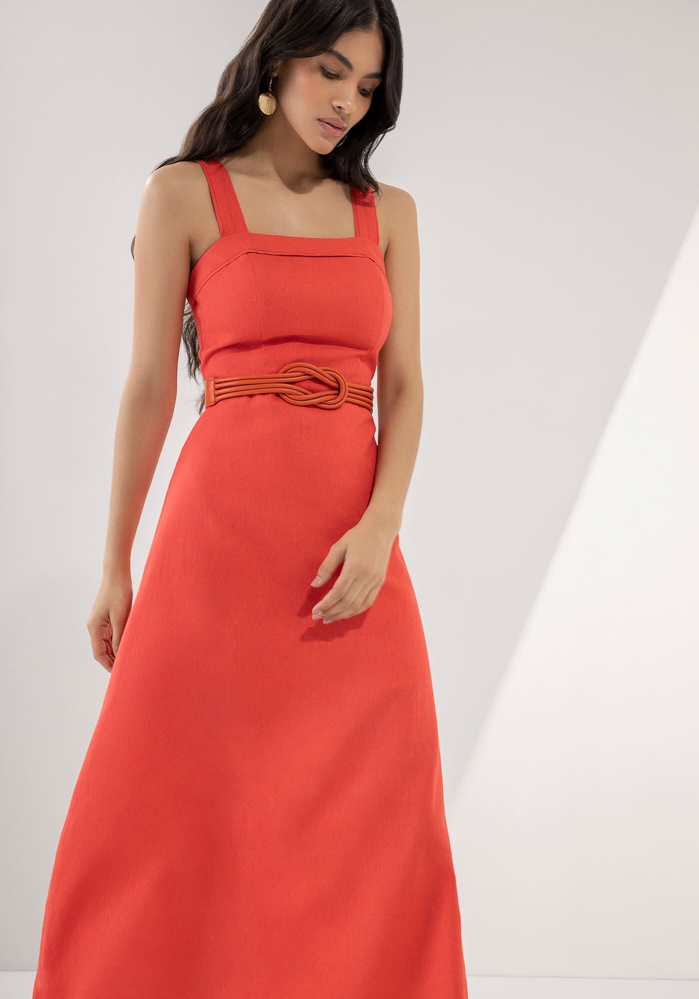 Vestido de decote hotsell reto