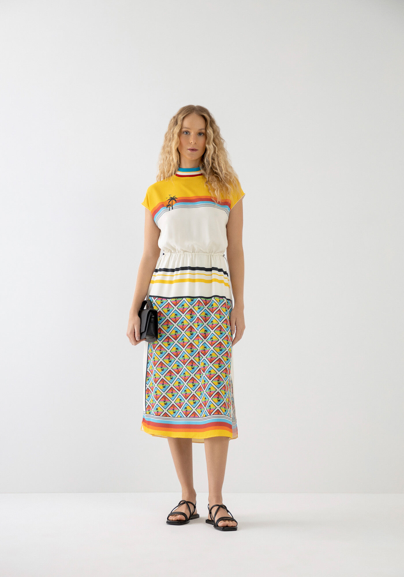 Vestido Midi Estampado com Regulador, , large.