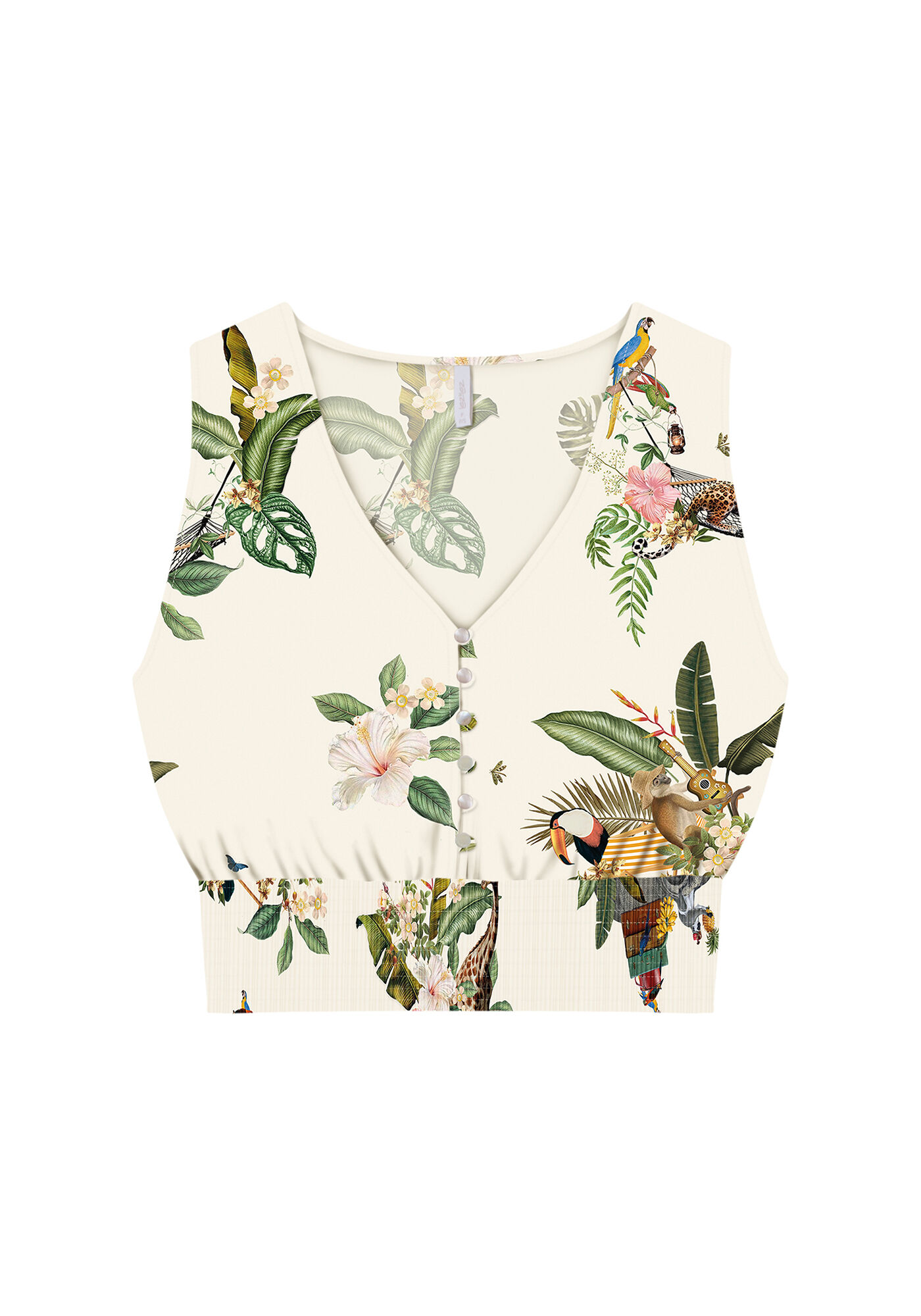 Blusa Cropped Lastex Barra Estampa, , large.