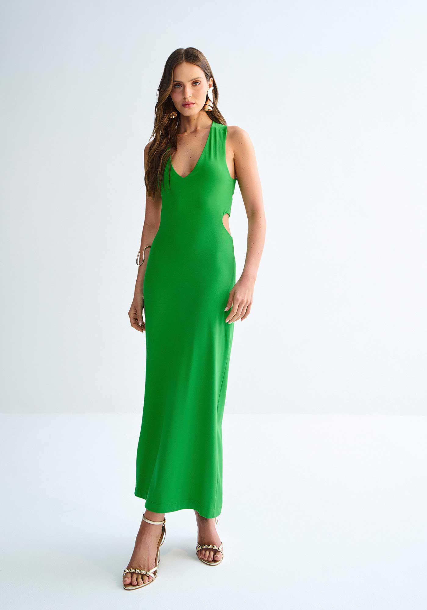 Vestido Midi Alongado em Malha Power com Recorte Costas, , large.