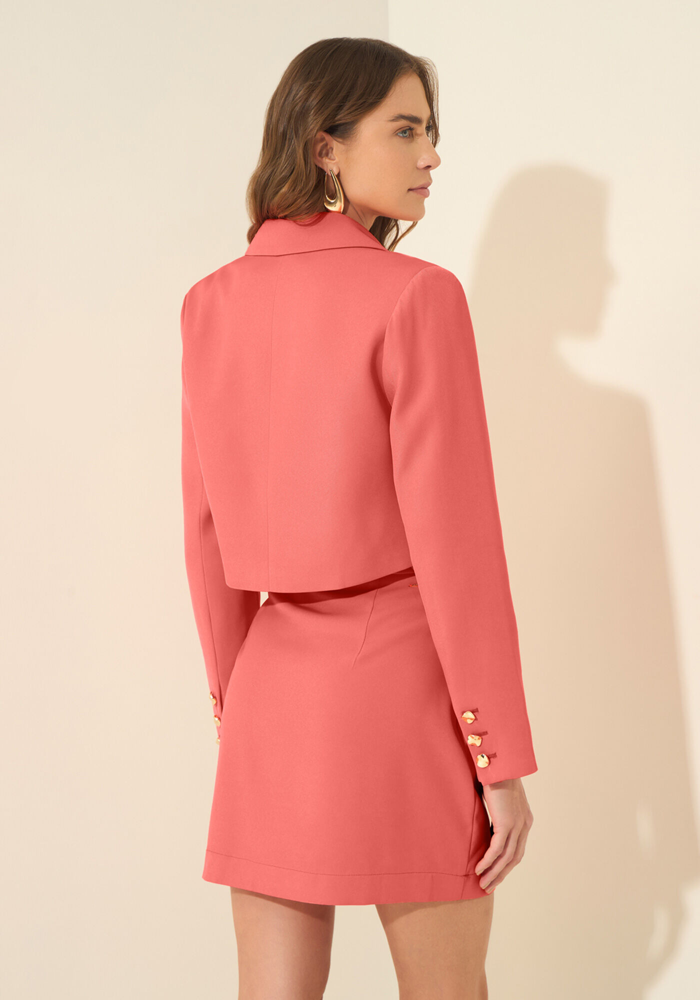 Blazer Feminino De Mangas Longas Altura C&oacute;s, SALMAO VERANO, large.