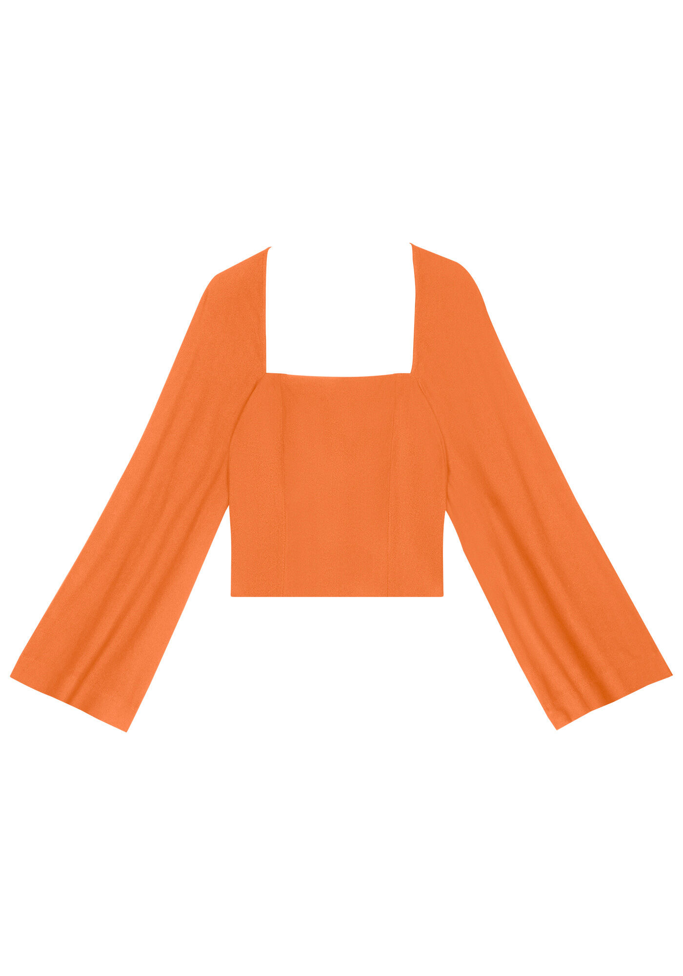 Blusa Manga Longa Flare com Decote Quadrado, , large.