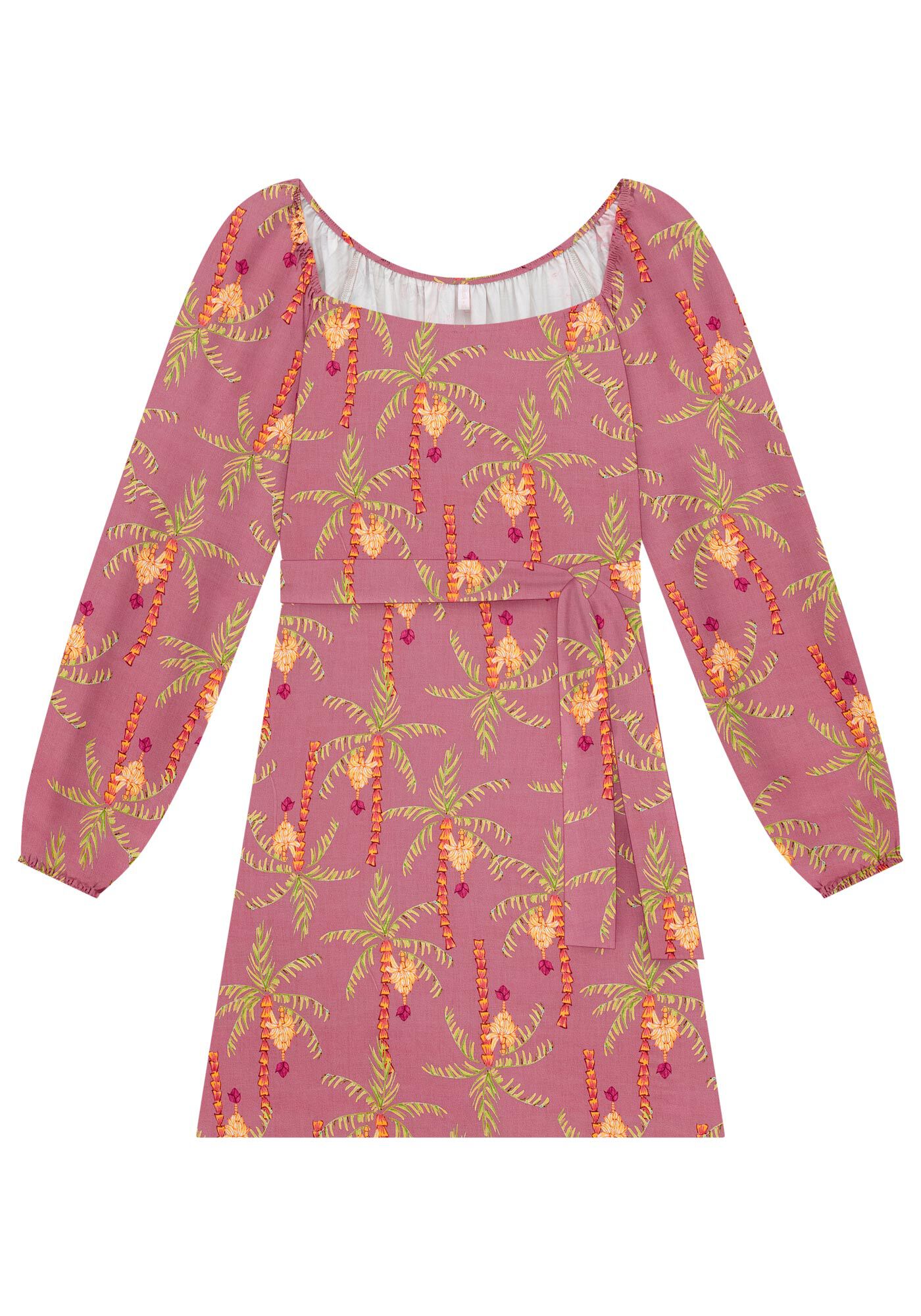 Vestido Curto em Viscose com Faixa, TROPICALIA, large.