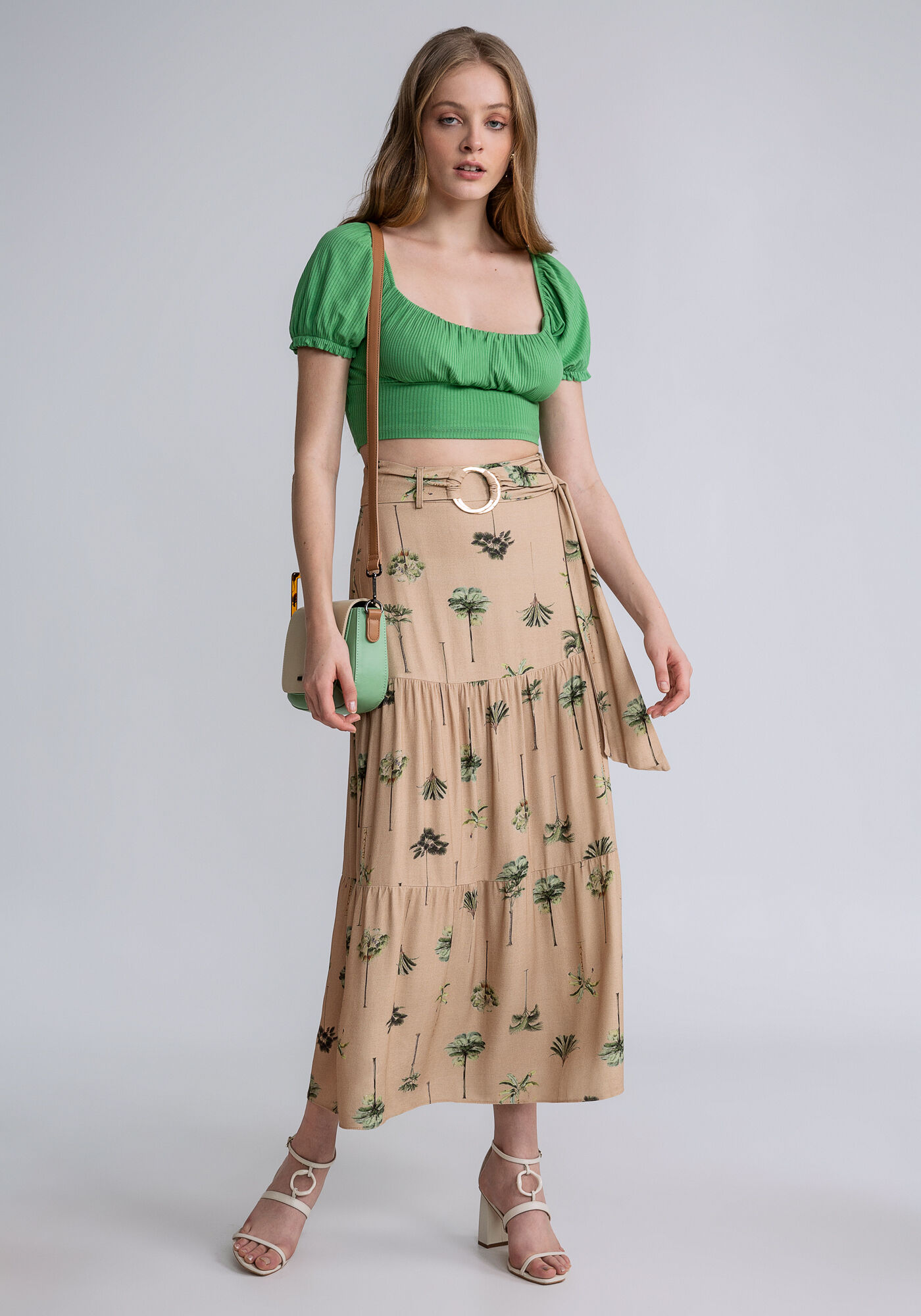 Saia midi best sale cinto