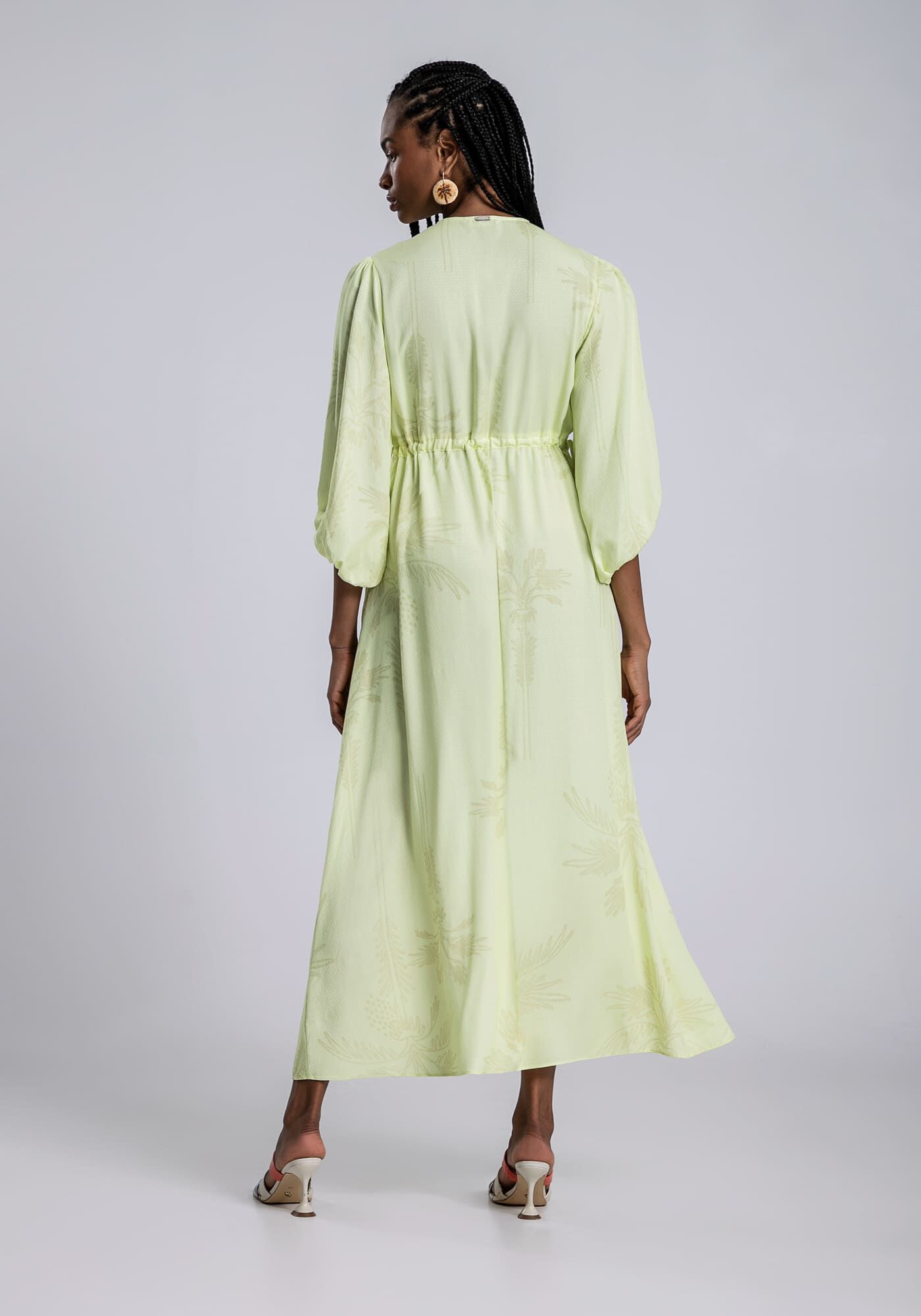 Vestido Midi em Viscose com Ajuste Cintura, DENDE, large.