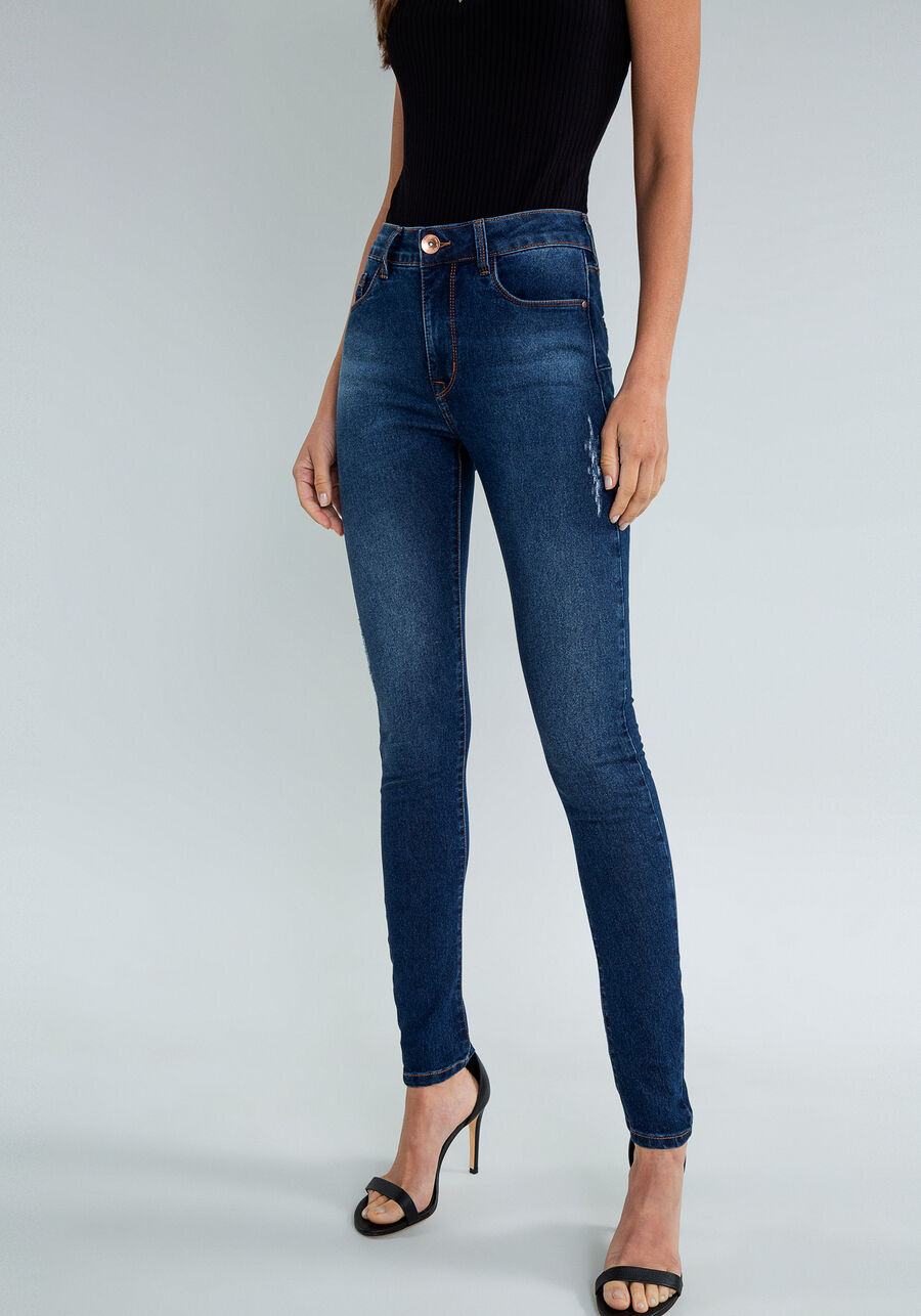 Calça Jeans Skinny Cropped Sirena Flat Belly, JEANS, large.
