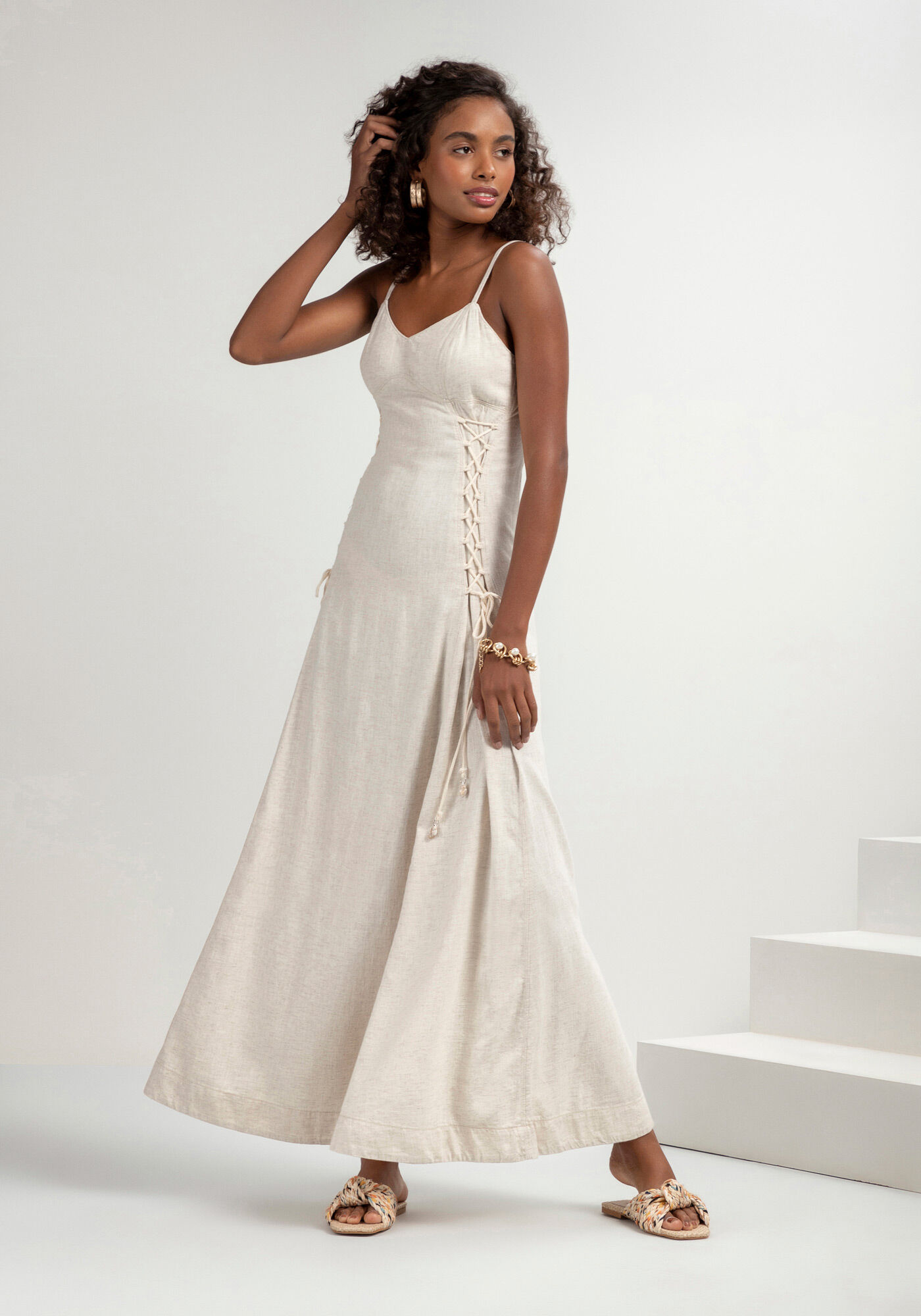 Vestido Longo Evas Sustent vel com Amarra o