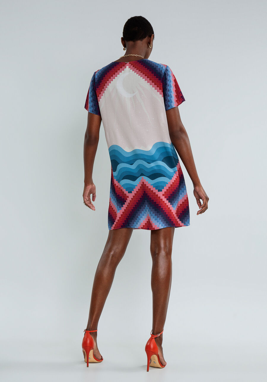 Vestido Curto Estampadado Solto, SEJA SOL. Vestido Curto Estampadado Solto, SEJA SOL, large.