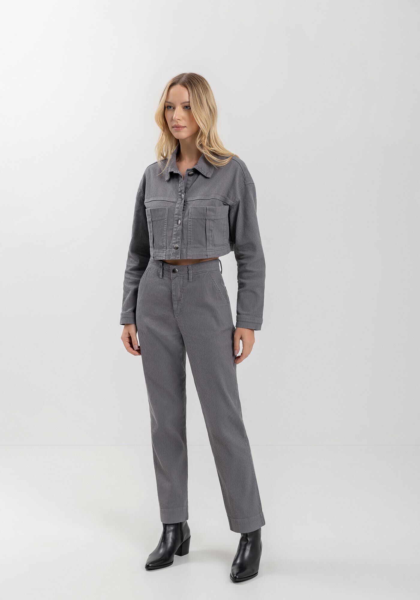 Cal&ccedil;a Slim Cotel&ecirc; Com Cintura Alta Em Sarja, , large.