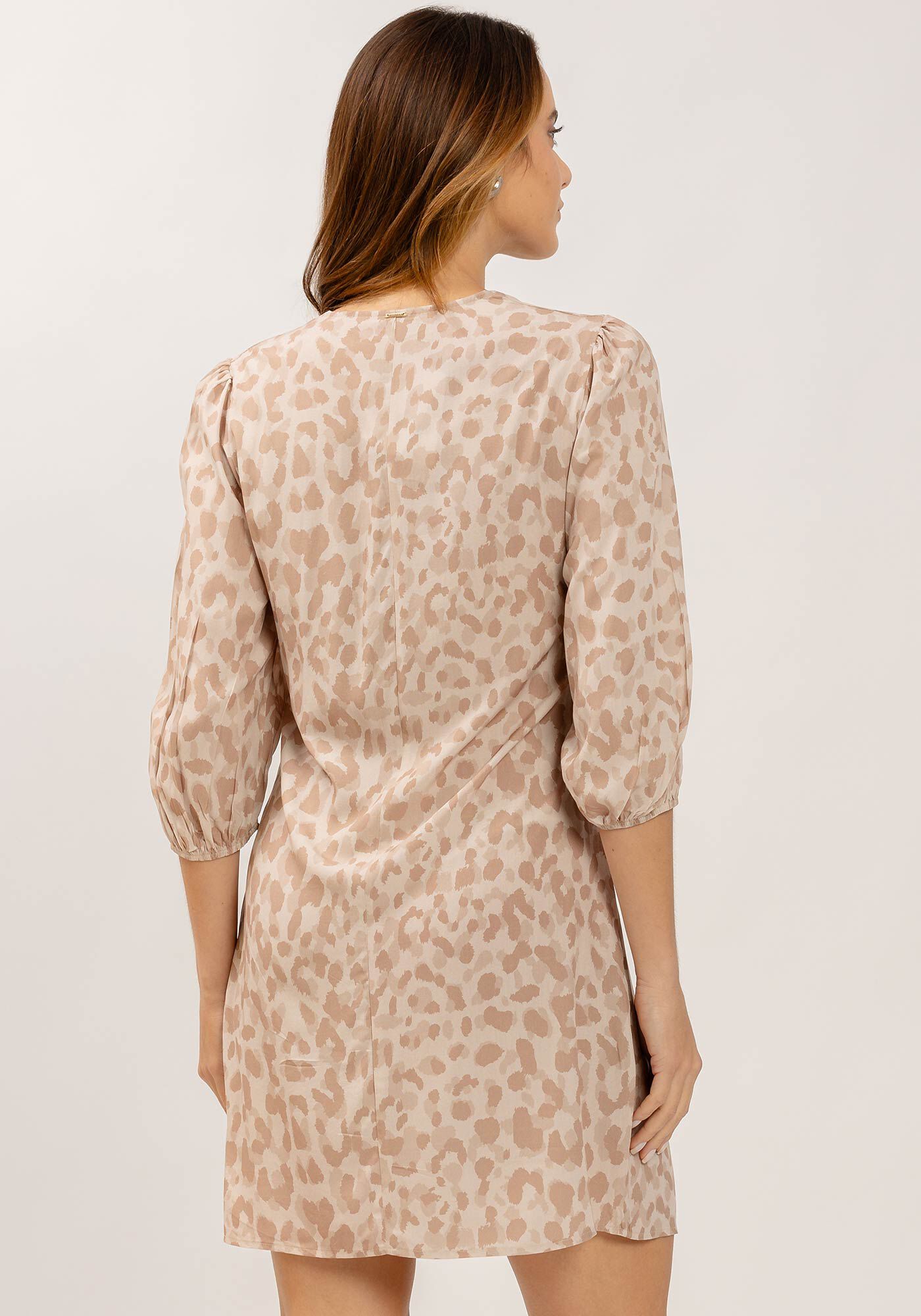 Vestido Curto Manga 3/4 Estampado com Argola, , large.