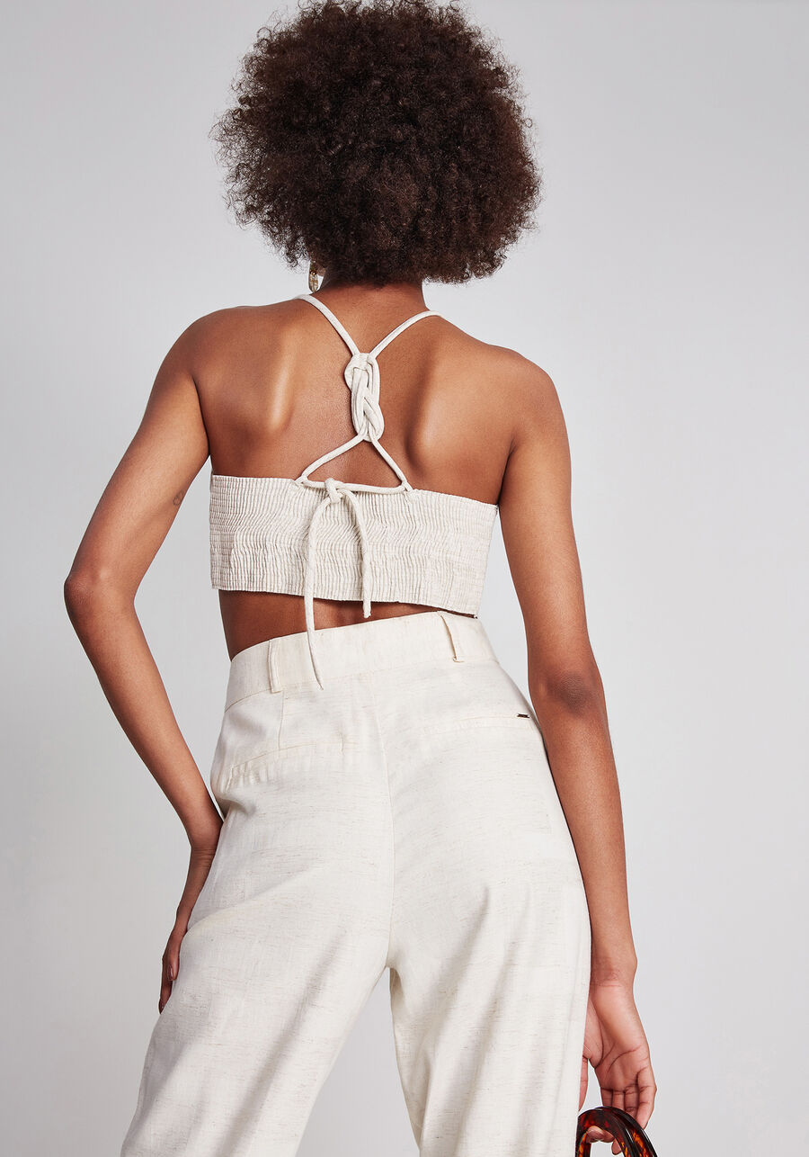 Blusa cropped em tecido, BRANCO OFF WHITE. Blusa cropped em tecido, BRANCO OFF WHITE, large.