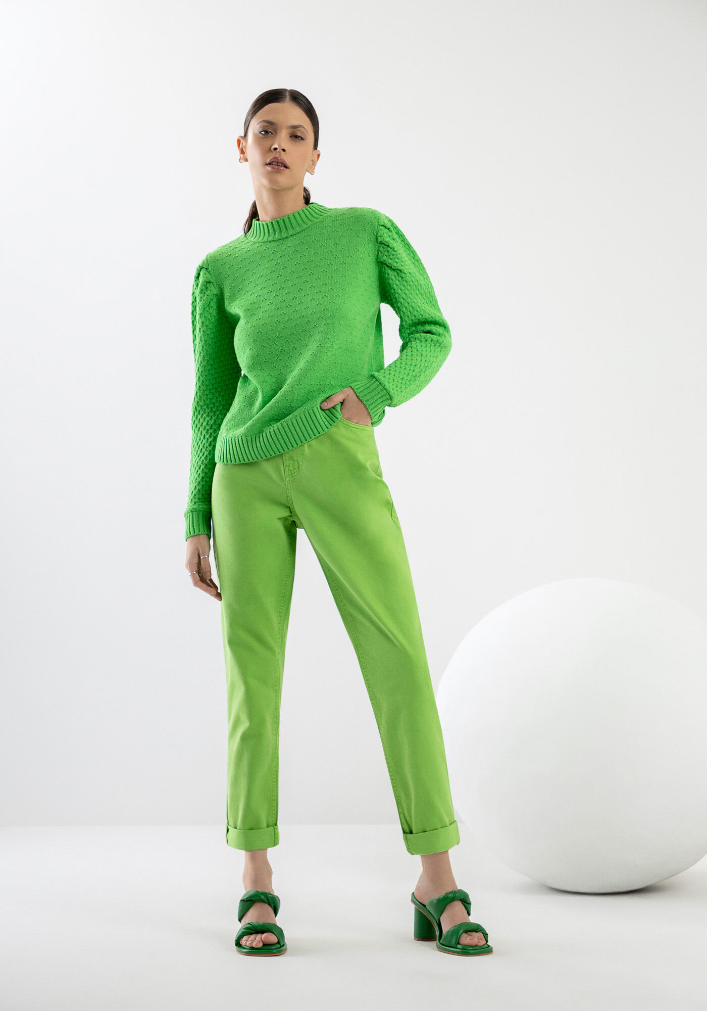 Cal&ccedil;a Sarja Mom Color com Cintura Super Alta, , large.