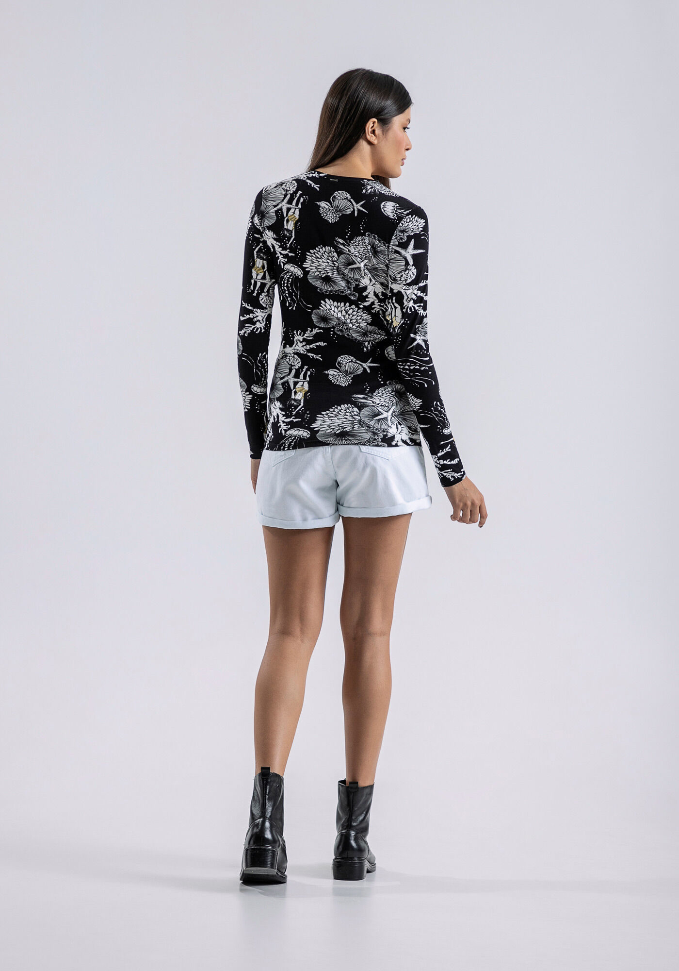 Blusa Manga Longa em Malha Estampada, , large.