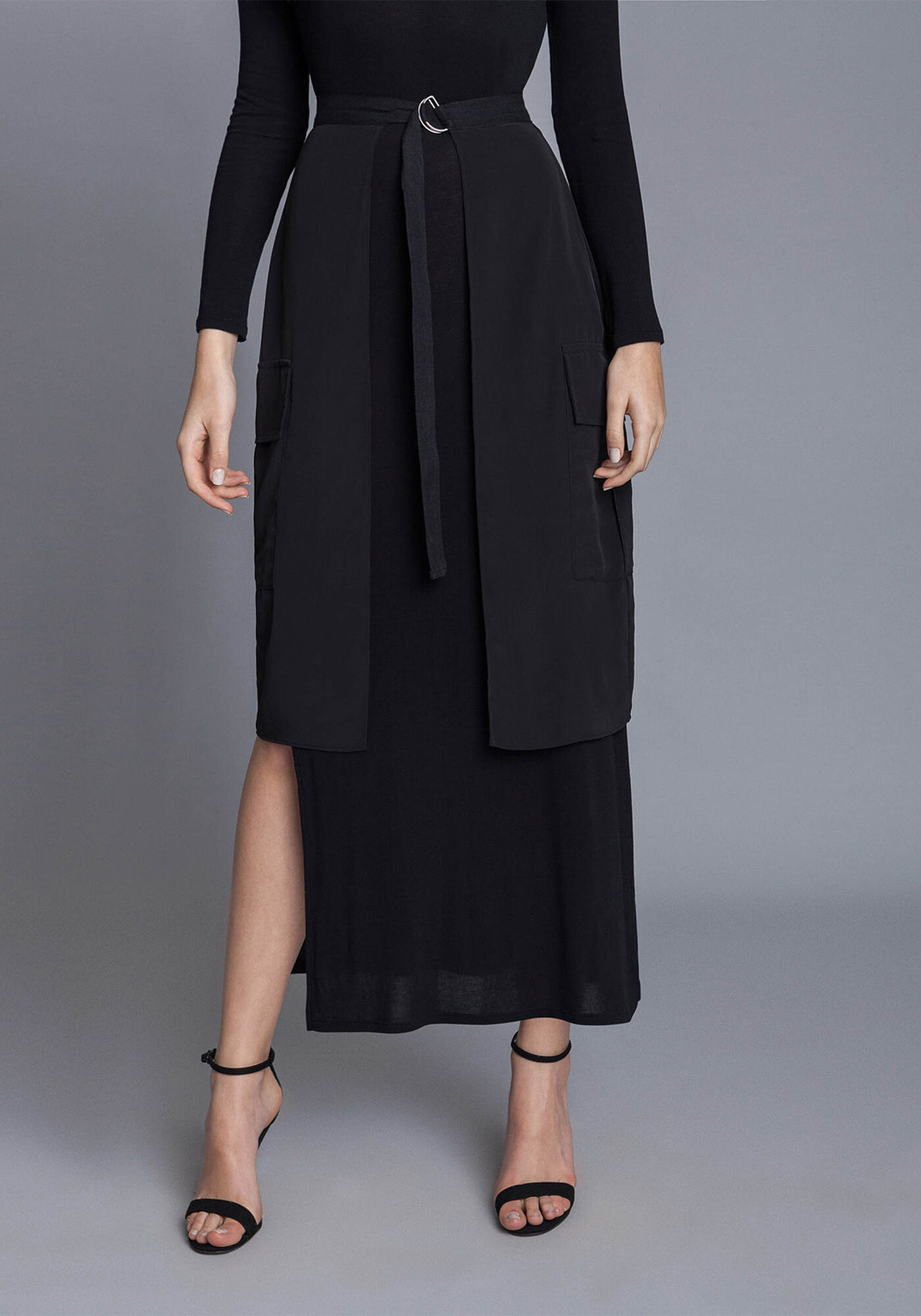 Vestido M&iacute;di Sobreposi&ccedil;&atilde;o Saia, , large.