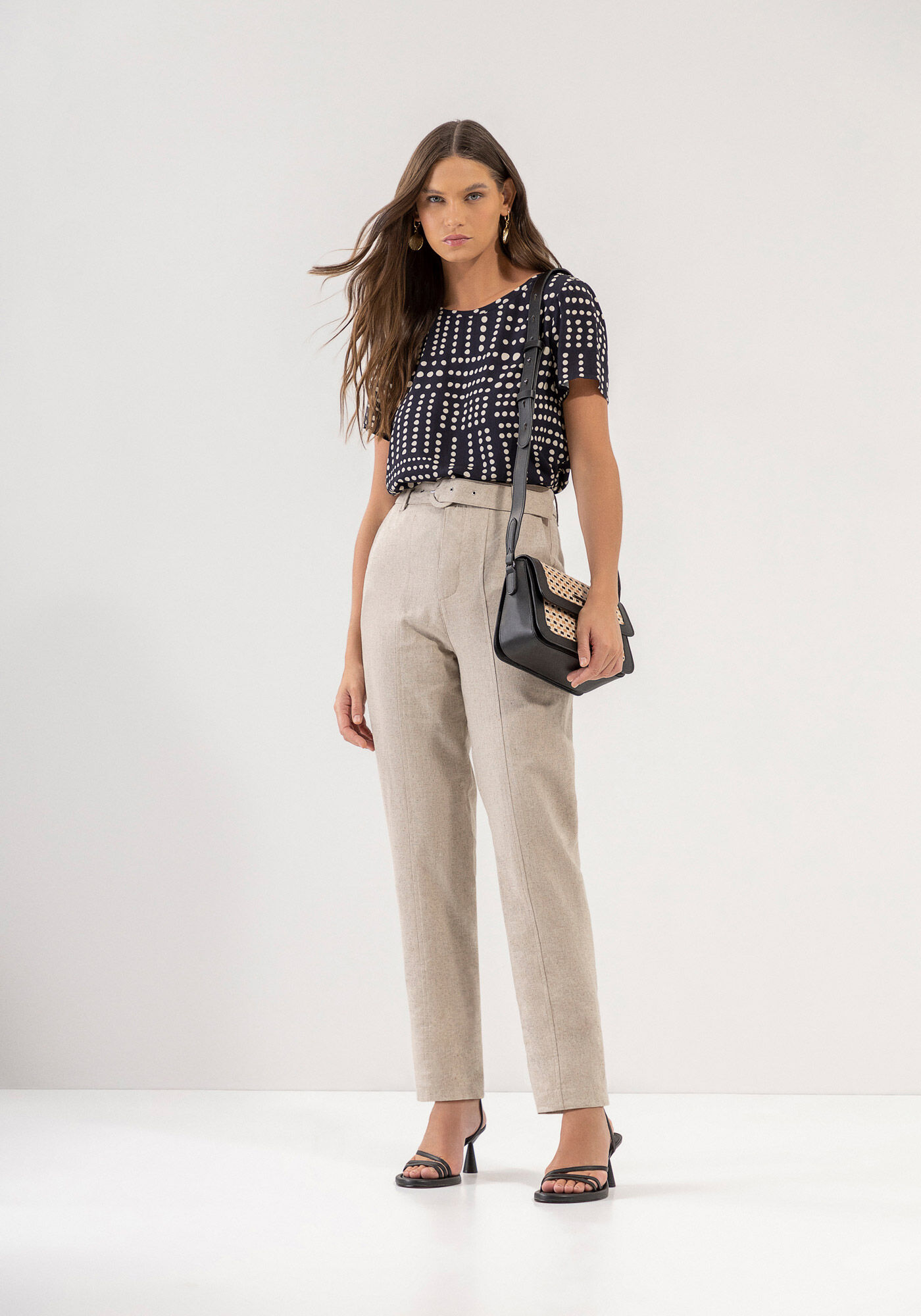 Blusa Manga Curta em Viscose Estampada, , large.