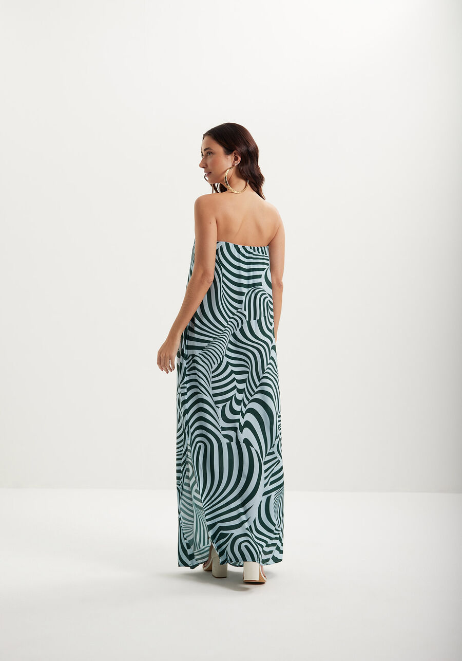 Vestido Longo Estampado Sem Alças Com Fenda Lateral, . Vestido Longo Estampado Sem Alças Com Fenda Lateral, , large.
