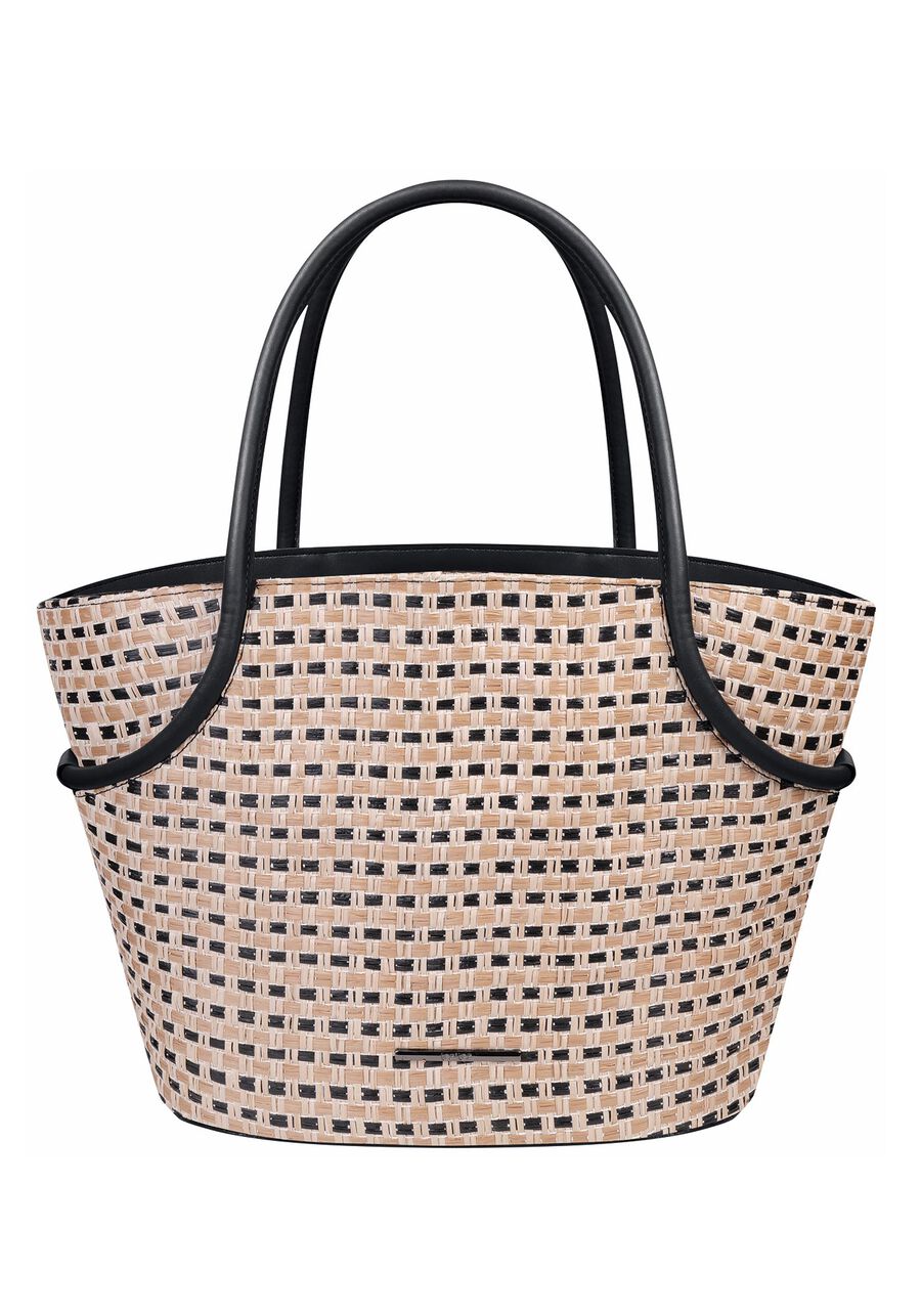 Bolsa Tote Grande em Ráfia com Detalhe Alça, . Bolsa Tote Grande em Ráfia com Detalhe Alça, , large.