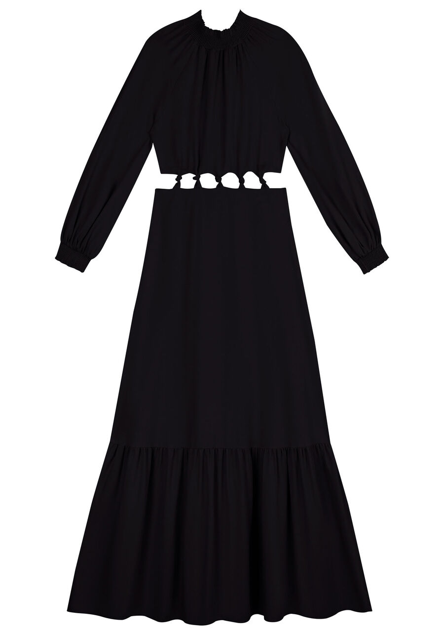 Vestido Longo Manga Longa em Crepe com Cut Out, . Vestido Longo Manga Longa em Crepe com Cut Out, , large.