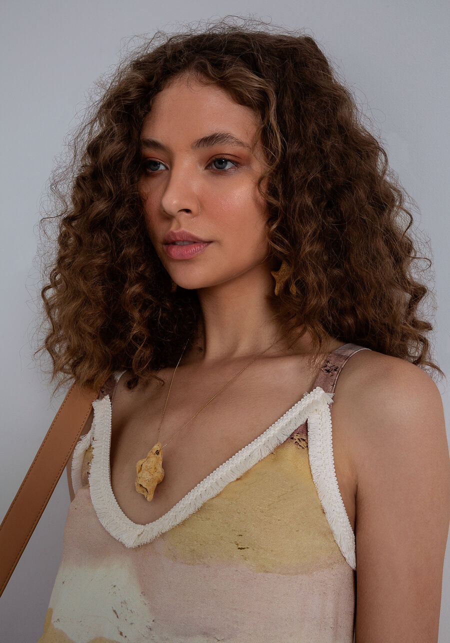 Blusa com Alças Crepe com Franjas, . Blusa com Alças Crepe com Franjas, , large.