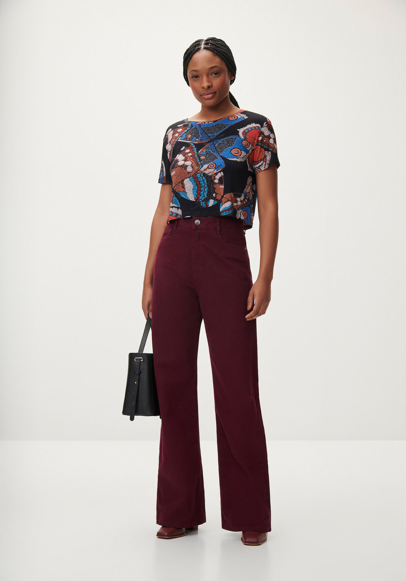 Blusa Estampada em Malha Viscose Cropped, , large.