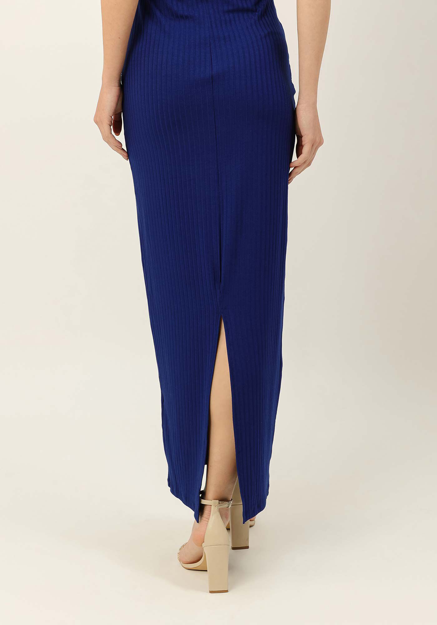 Vestido Midi Canelado Sem Al&ccedil;a, , large.