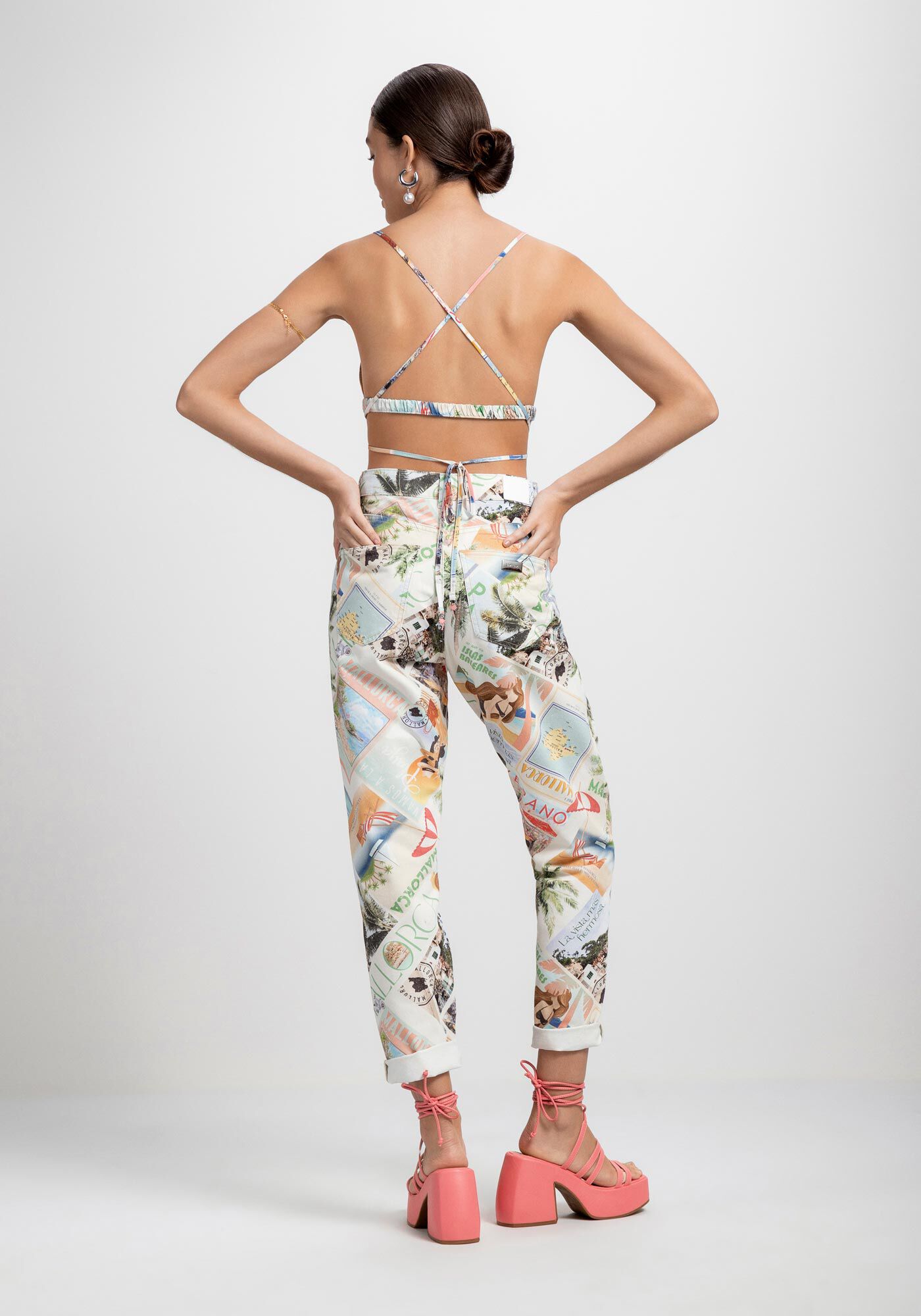 Cal&ccedil;a Sarja Mom Estampada Super Alta, , large.