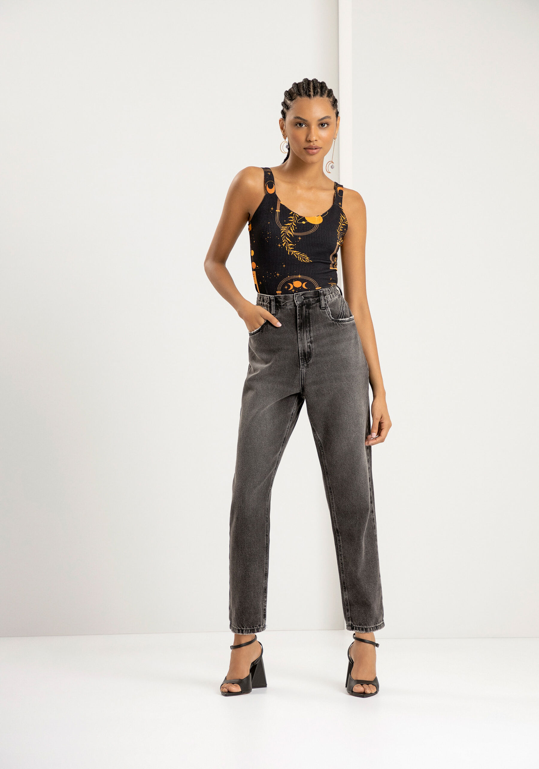 Blusa Canelada Estampada com Alças, . Blusa Canelada Estampada com Alças, , large.