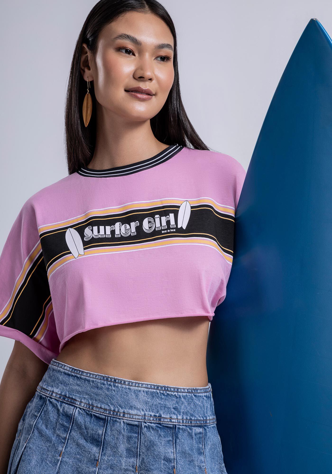 Blusa Cropped em Malha com Retil&iacute;nea, , large.