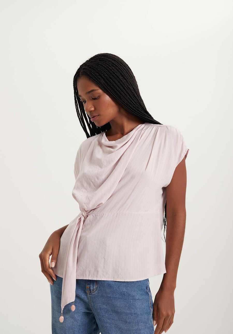 Blusa De Mangas Curtas Em Viscose Com Fios De Lurex, . Blusa De Mangas Curtas Em Viscose Com Fios De Lurex, , large.
