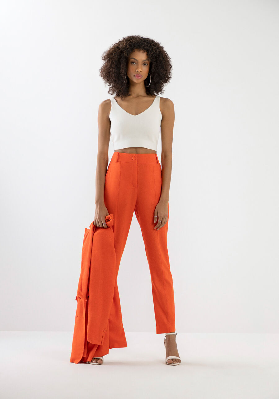 Calça Carrot em Linho com Cintura Alta, . Calça Carrot em Linho com Cintura Alta, , large.