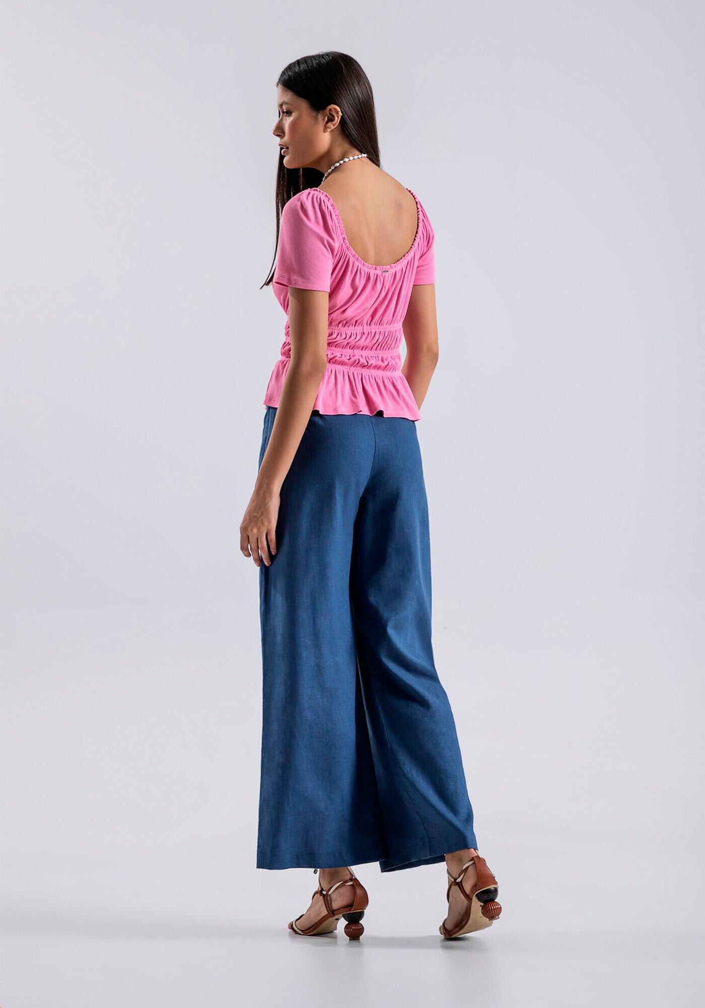 Blusa Manga Curta com El&aacute;stico Cintura, , large.