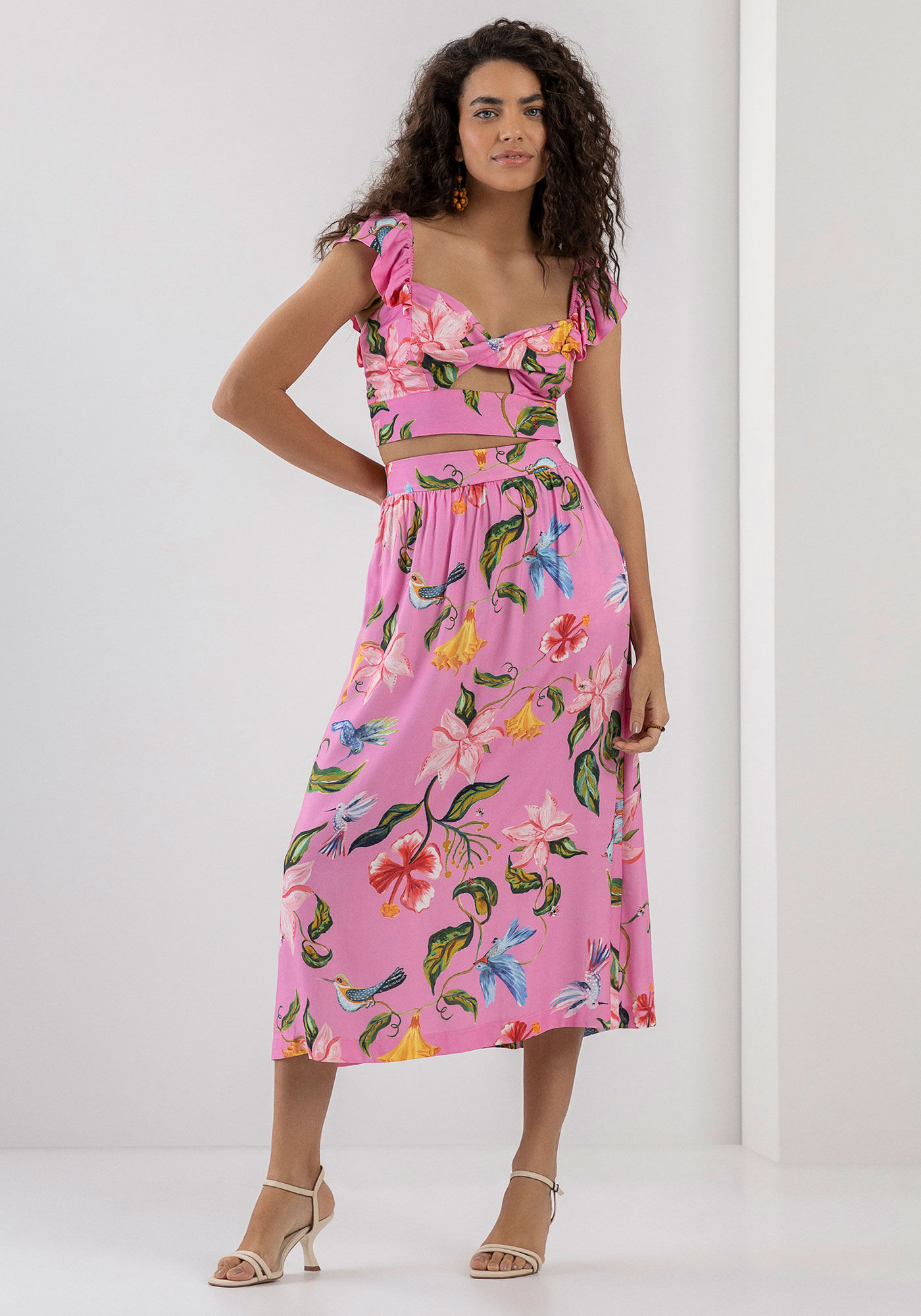 Saia Midi em Viscose Estampada, , large.