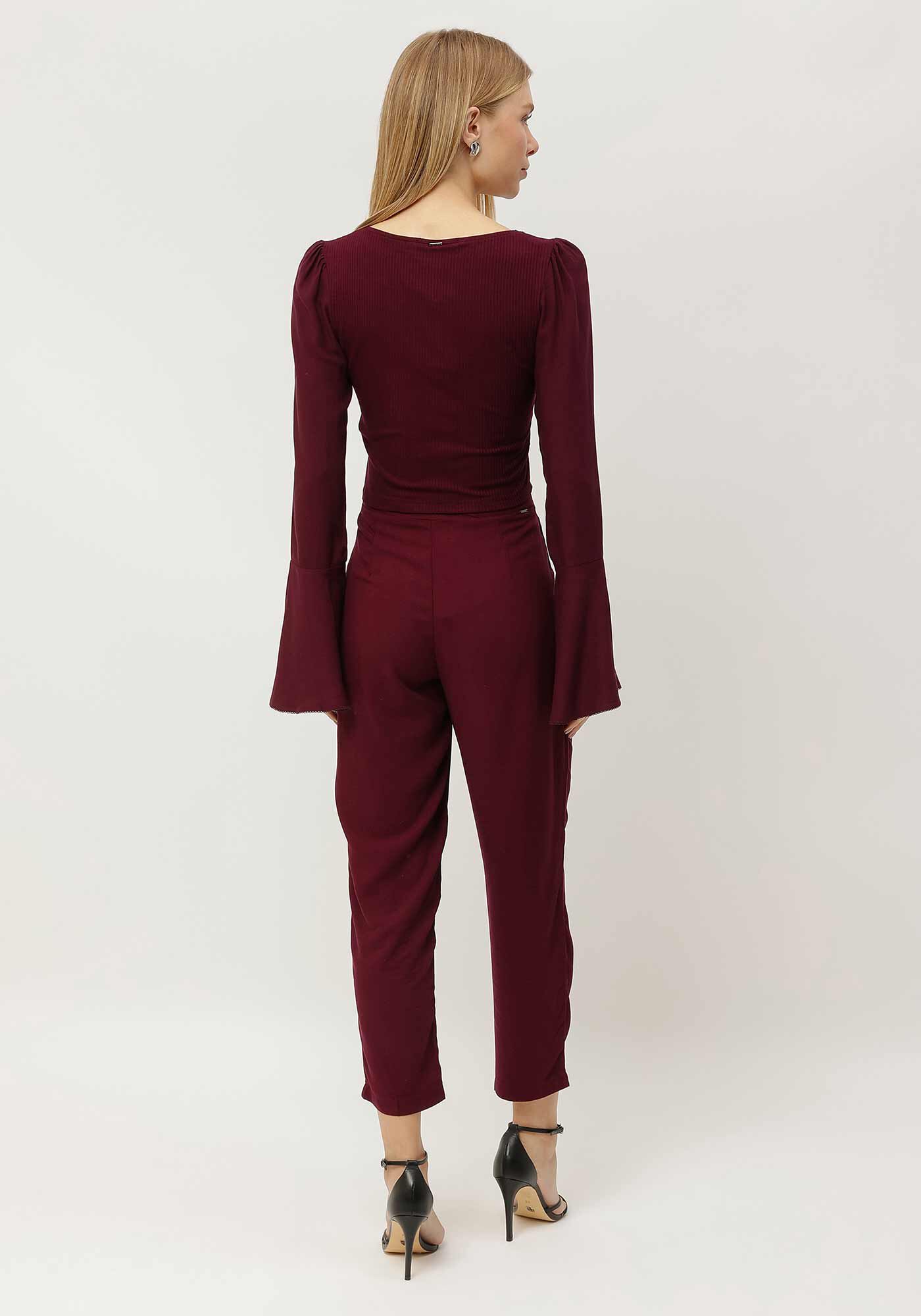 Blusa Canelada com Manga Longa Flare, VIOLETA PORT, large.