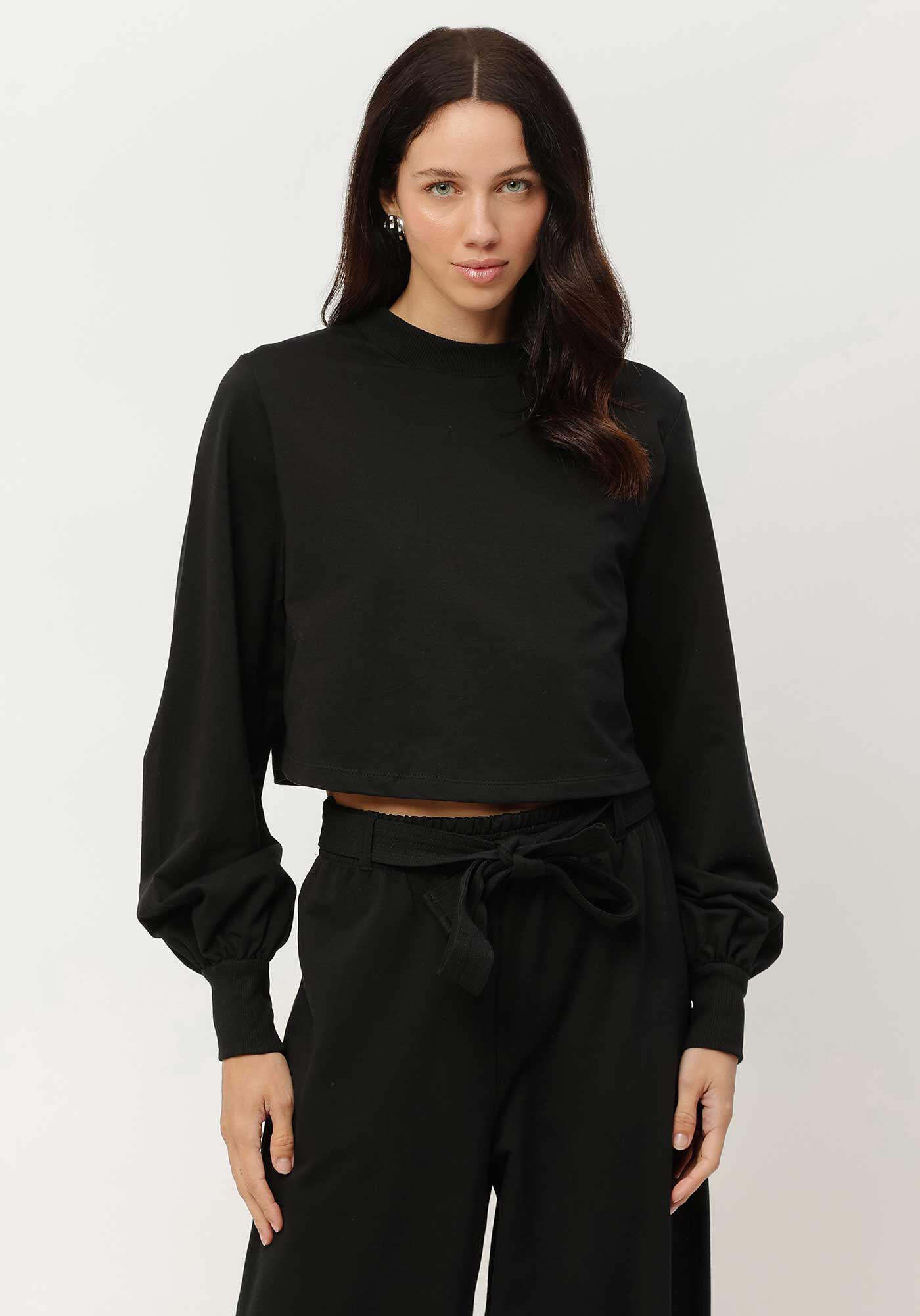 Conjunto com Blus&atilde;o Cropped e Pantalona, , large.