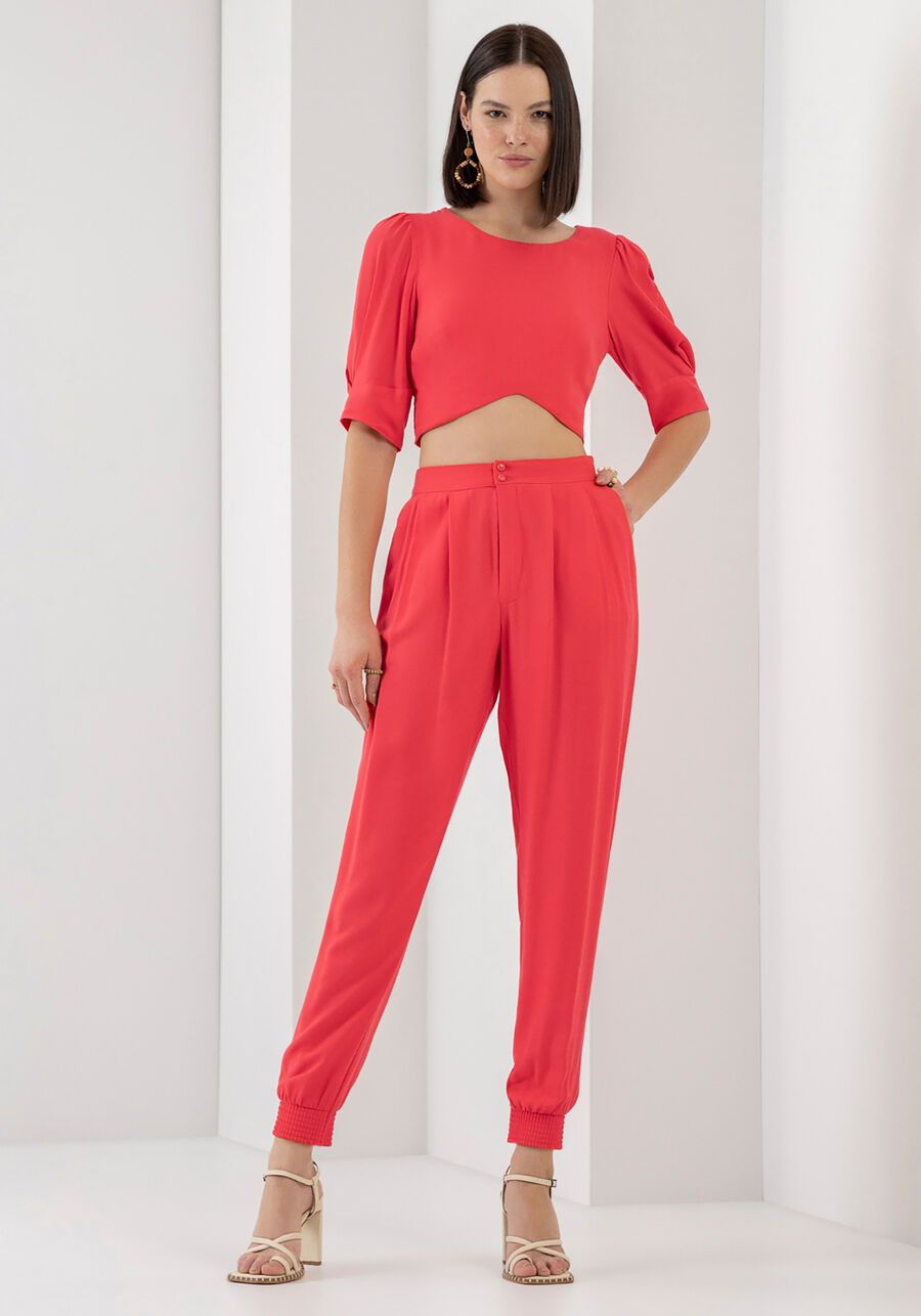 Calça Carrot em Viscose com Punho Barra, . Calça Carrot em Viscose com Punho Barra, , large.