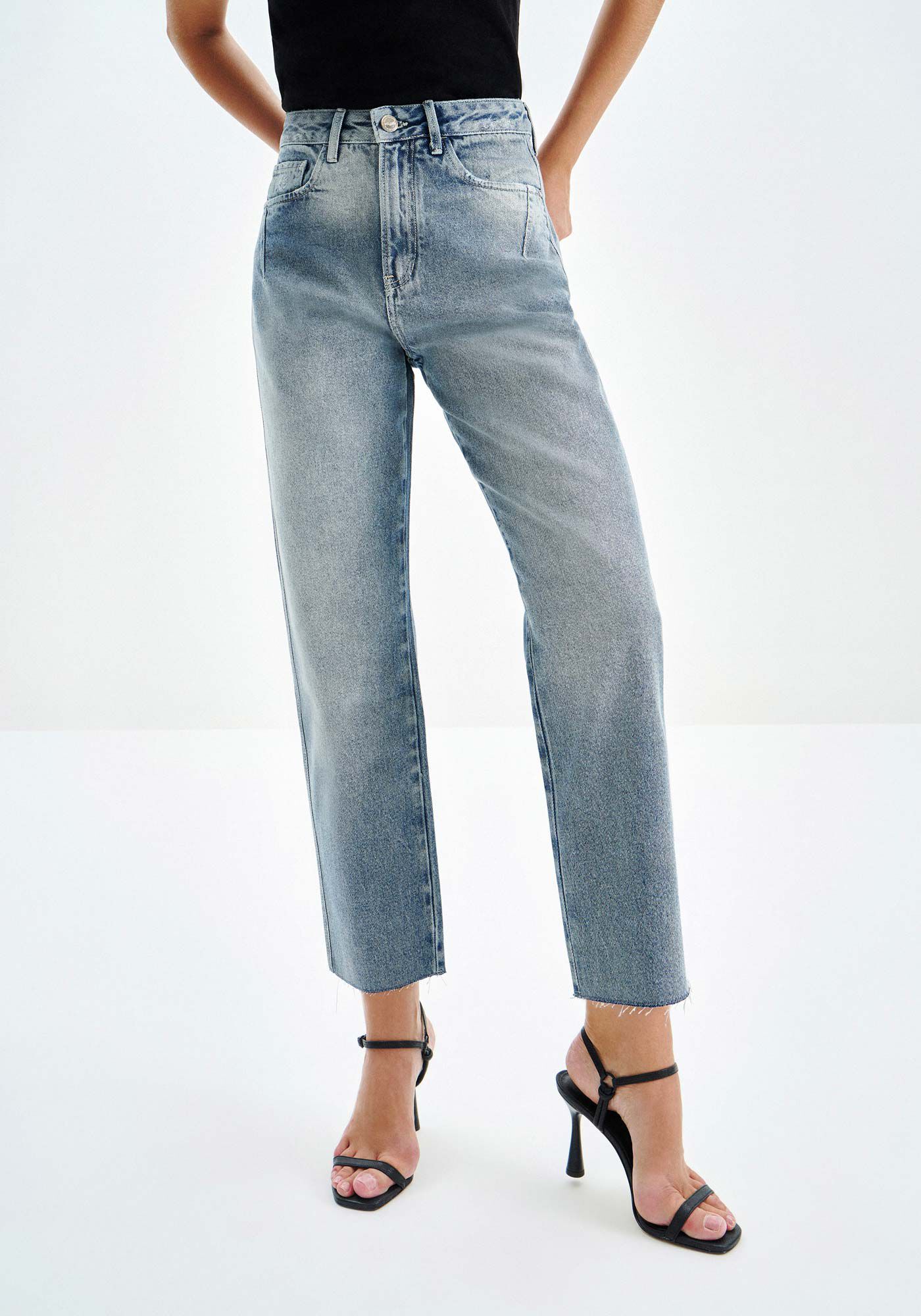 Cal&ccedil;a Jeans Reta Cropped Estonada, JEANS, large.