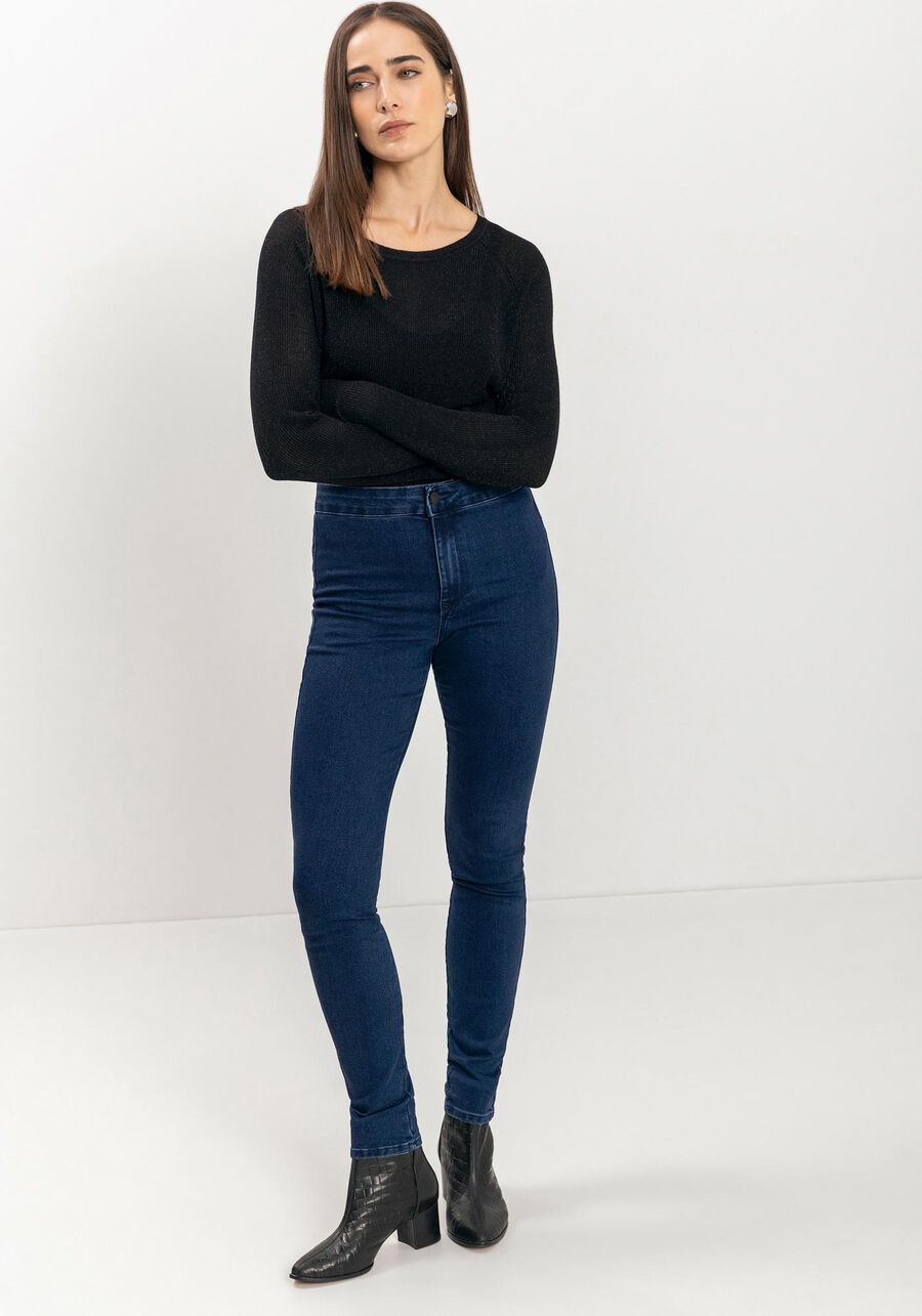 Calça Jeans Jegging Básica Com Cintura Alta, JEANS. Calça Jeans Jegging Básica Com Cintura Alta, JEANS, large.