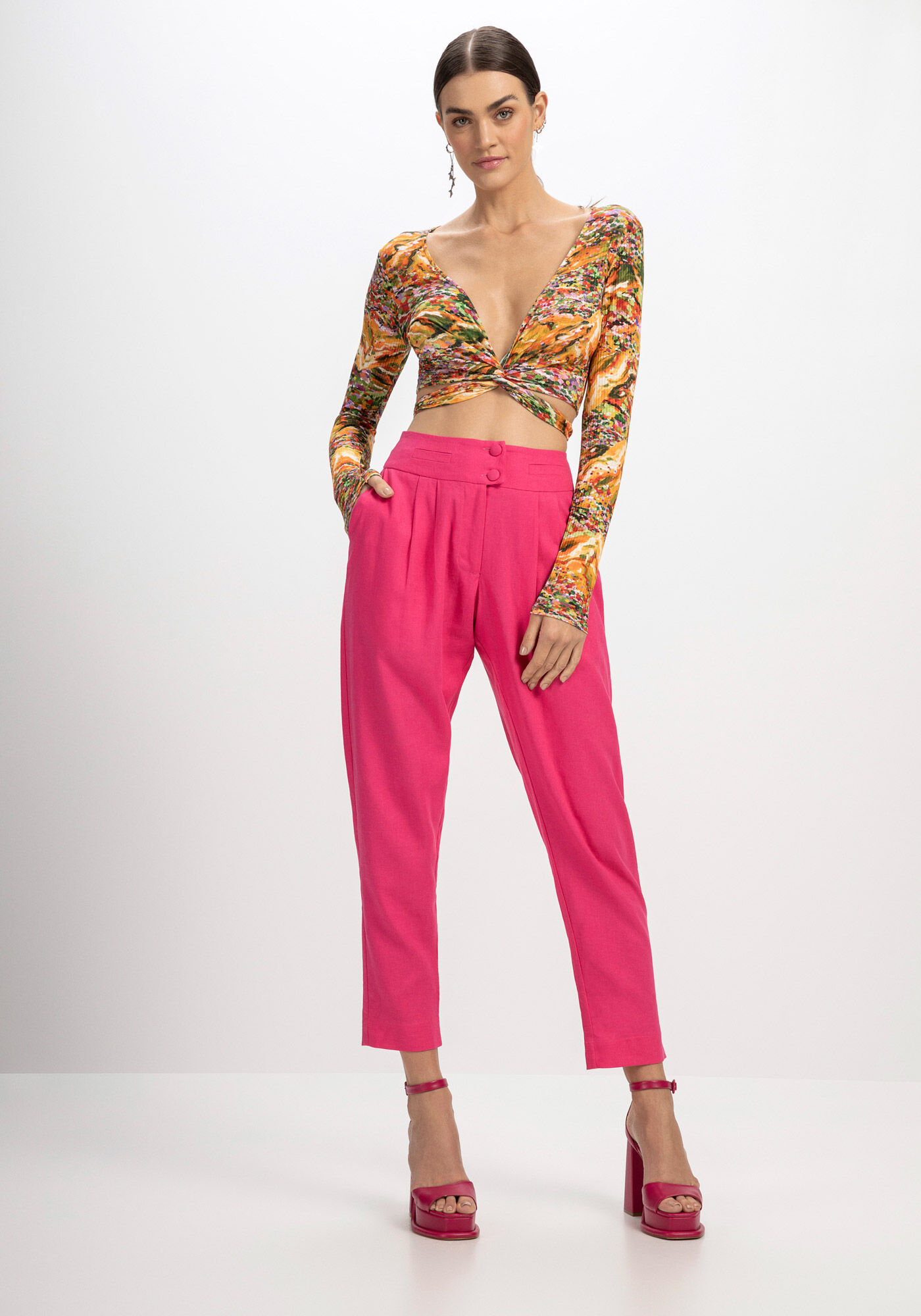 Blusa Manga Longa Cropped Transpassada, DRYA, large.