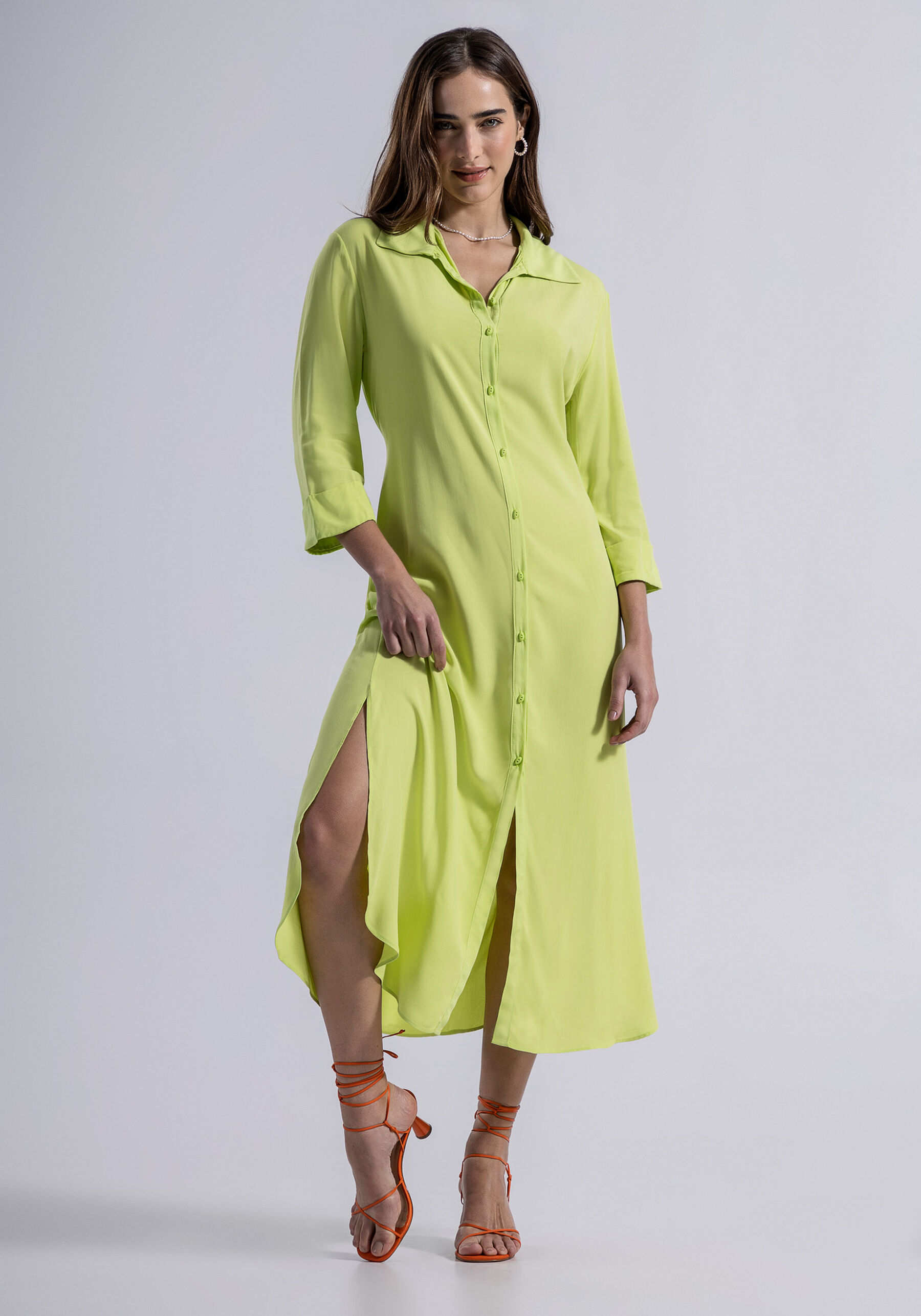 Vestido Midi Saída de Praia em Viscose Chemise, . Vestido Midi Saída de Praia em Viscose Chemise, , large.