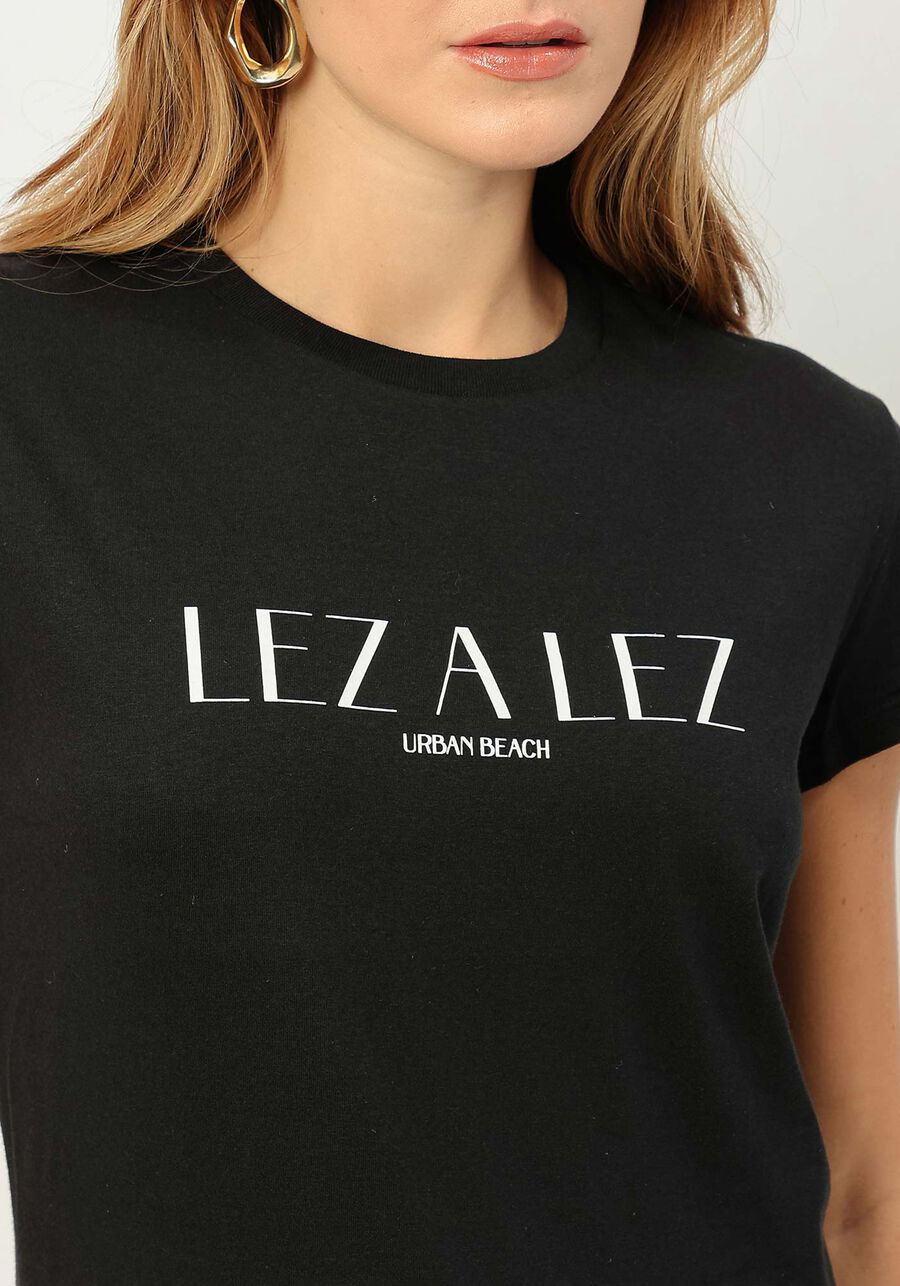 T-shirt em Malha com Estampa Lez a Lez, . T-shirt em Malha com Estampa Lez a Lez, , large.