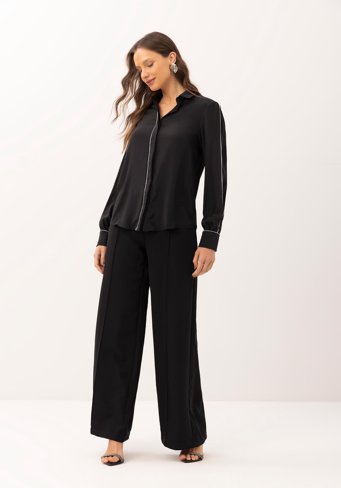 Camisa Manga Bufante com Filete, PRETO REATIVO, large.