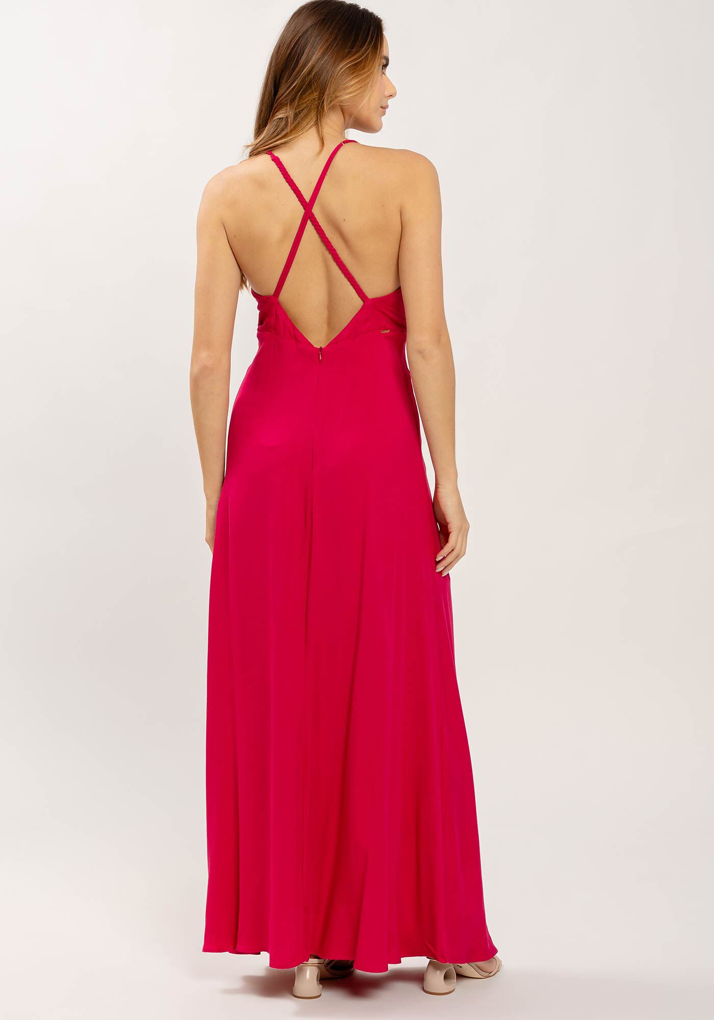 Vestido com Al&ccedil;as Longo em Viscose, , large.