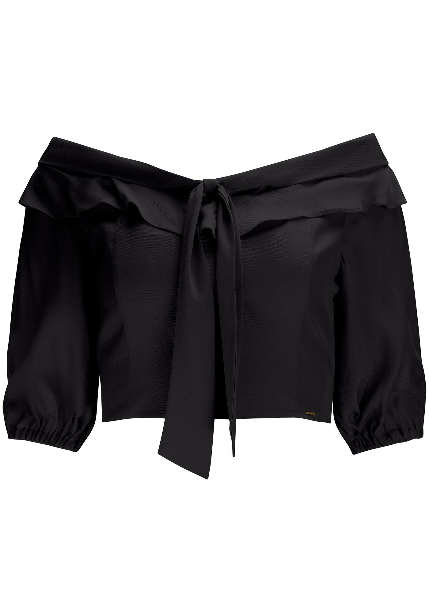 Blusa Ombro a Ombro em Viscose com La&ccedil;o, , large.