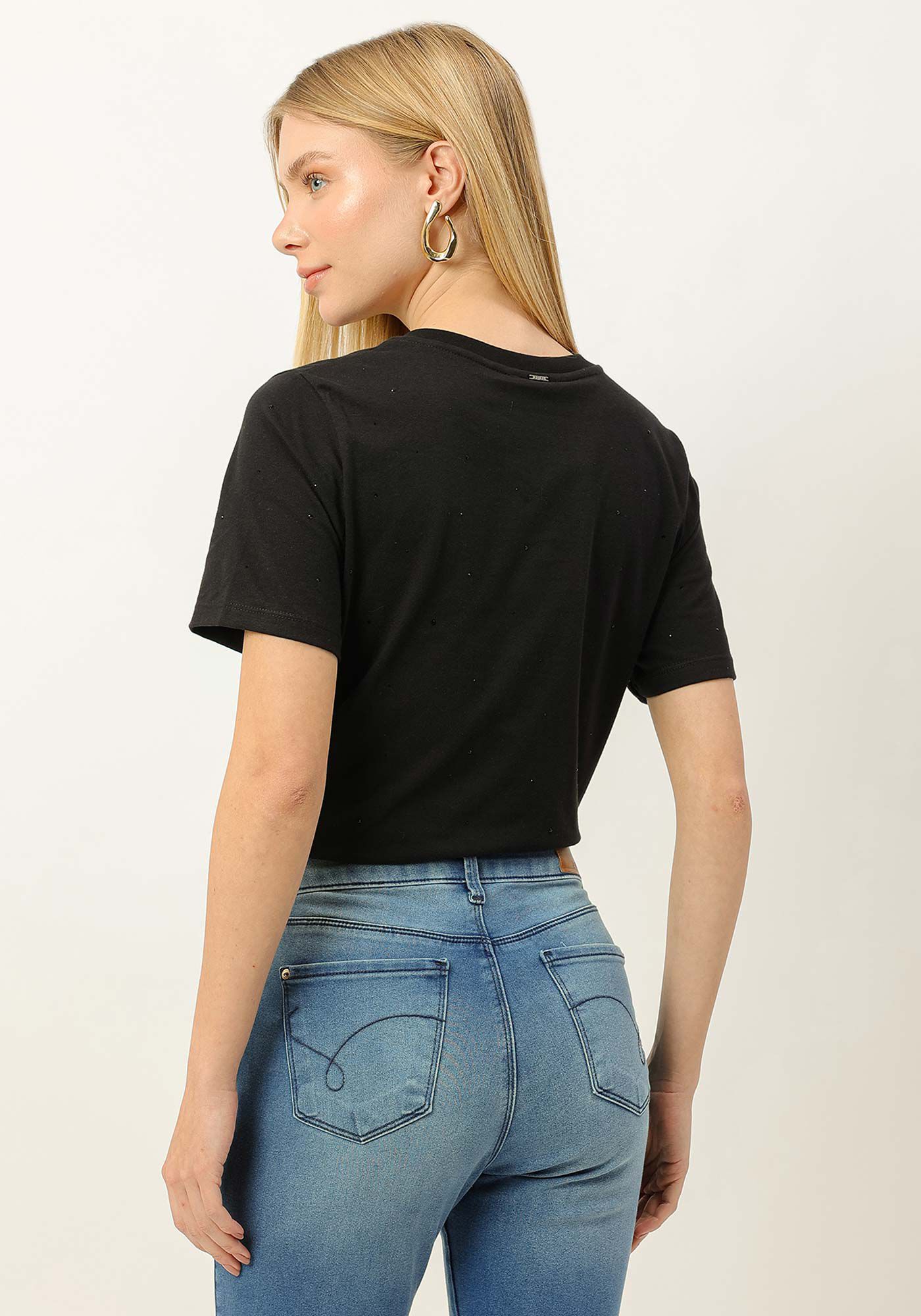 T-shirt em Malha com Strass, , large.