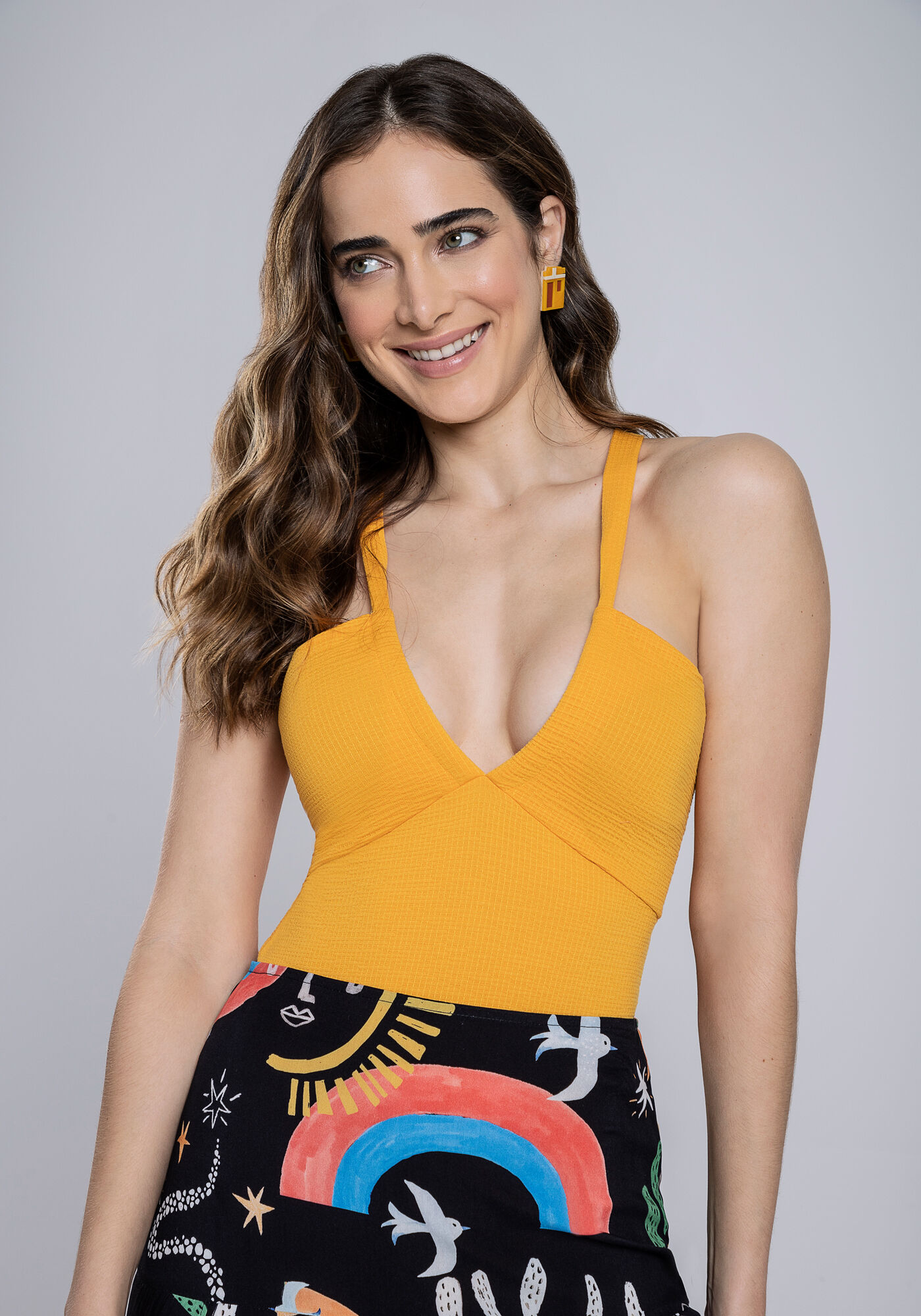 Body com Al&ccedil;as em Malha com Recorte Busto, AMARELO SINEMY, large.