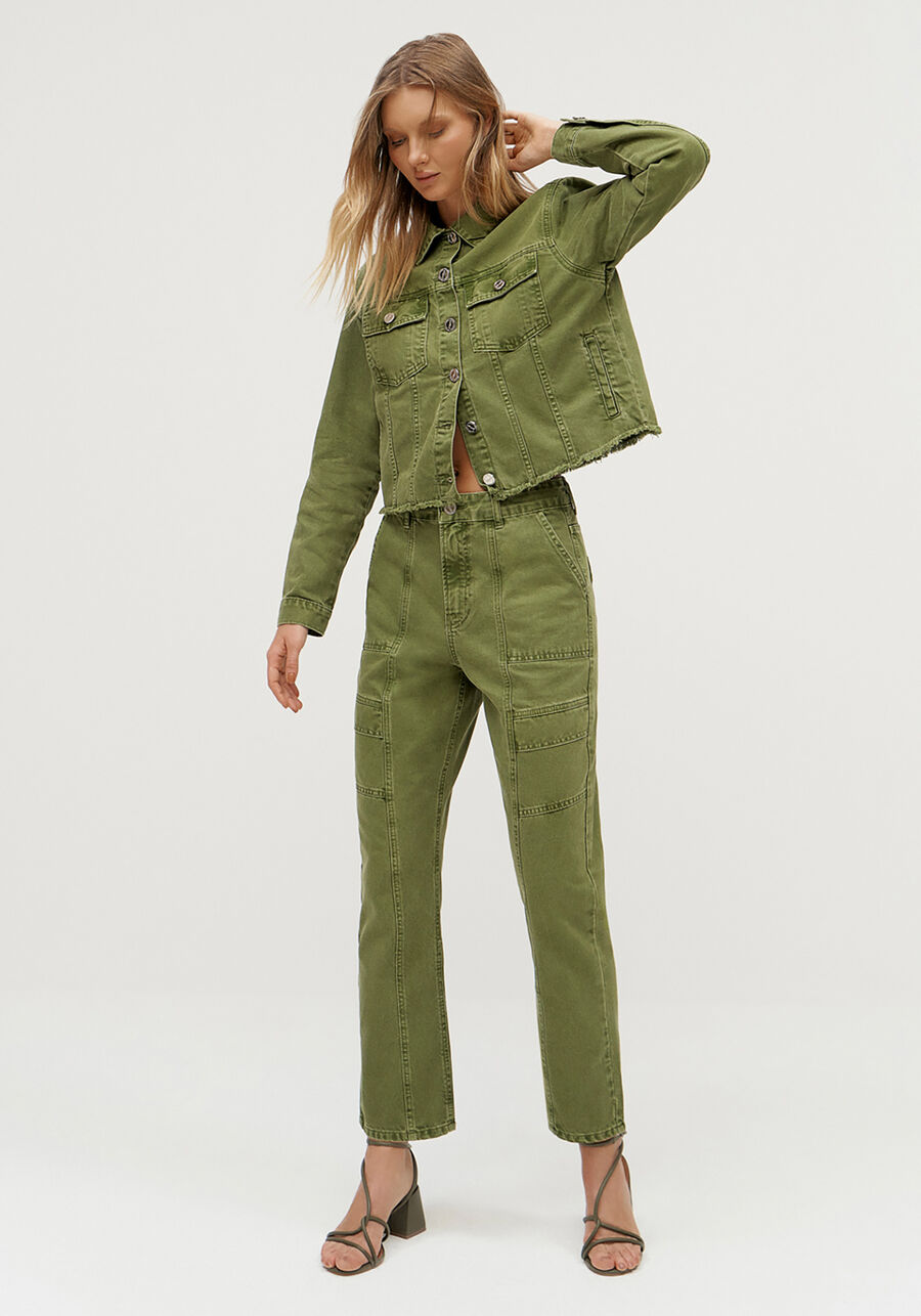 Jaqueta Sarja Estonada com Barra Desfiada, VERDE AGENA. Jaqueta Sarja Estonada com Barra Desfiada, VERDE AGENA, large.