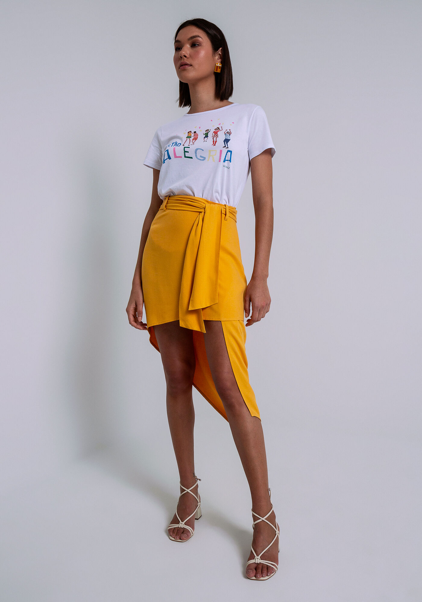 Saia Midi Tecido Rayon Twill Assim&eacute;trica, , large.