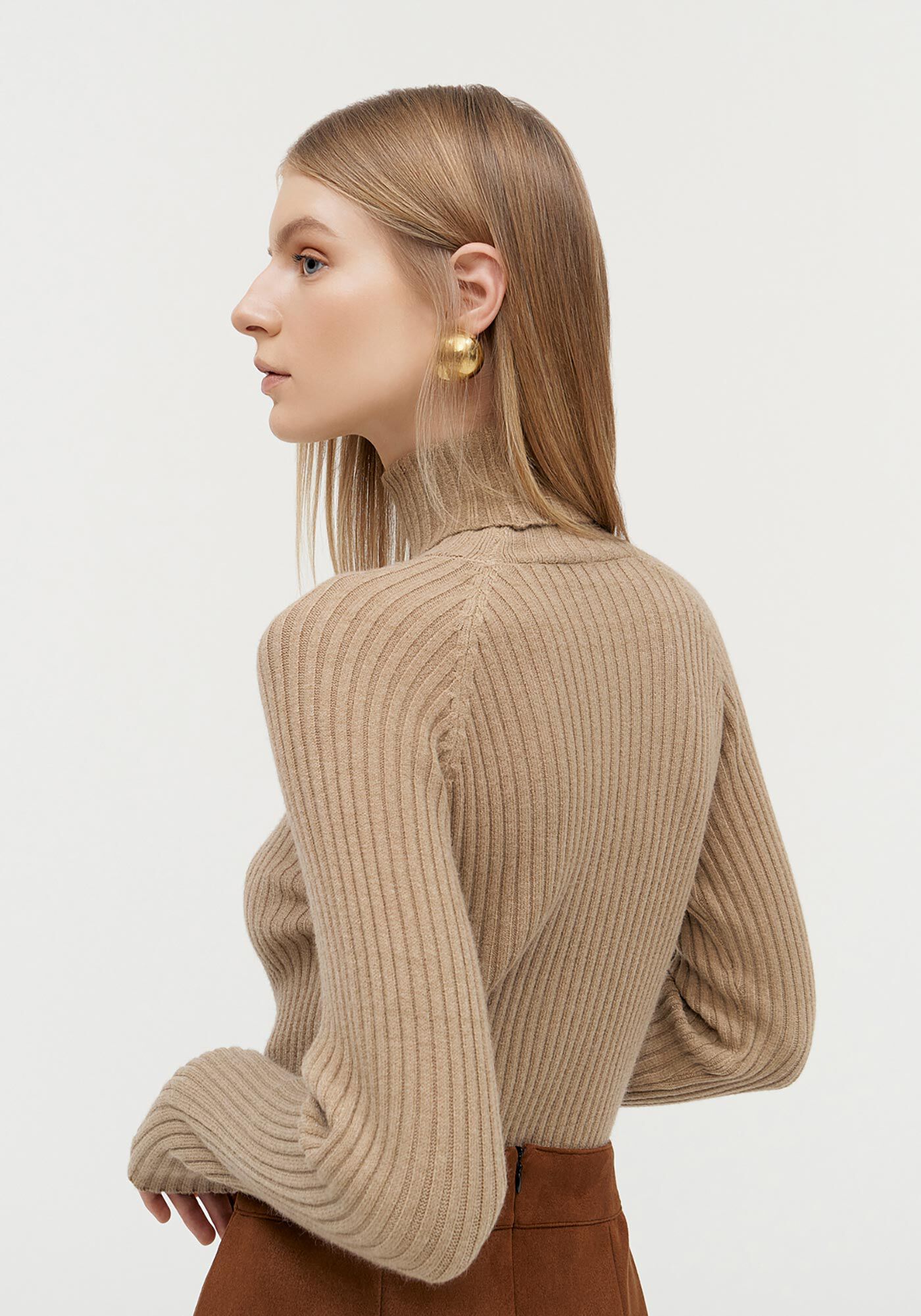 Blusa Gola Alta em Tric&ocirc; Canelado, , large.